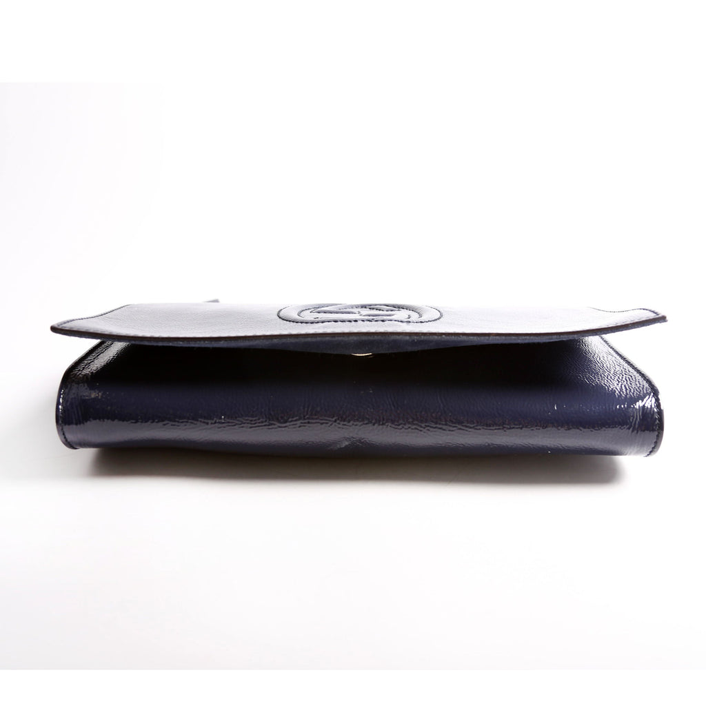 336753 Soho Patent Leather Clutch Blue