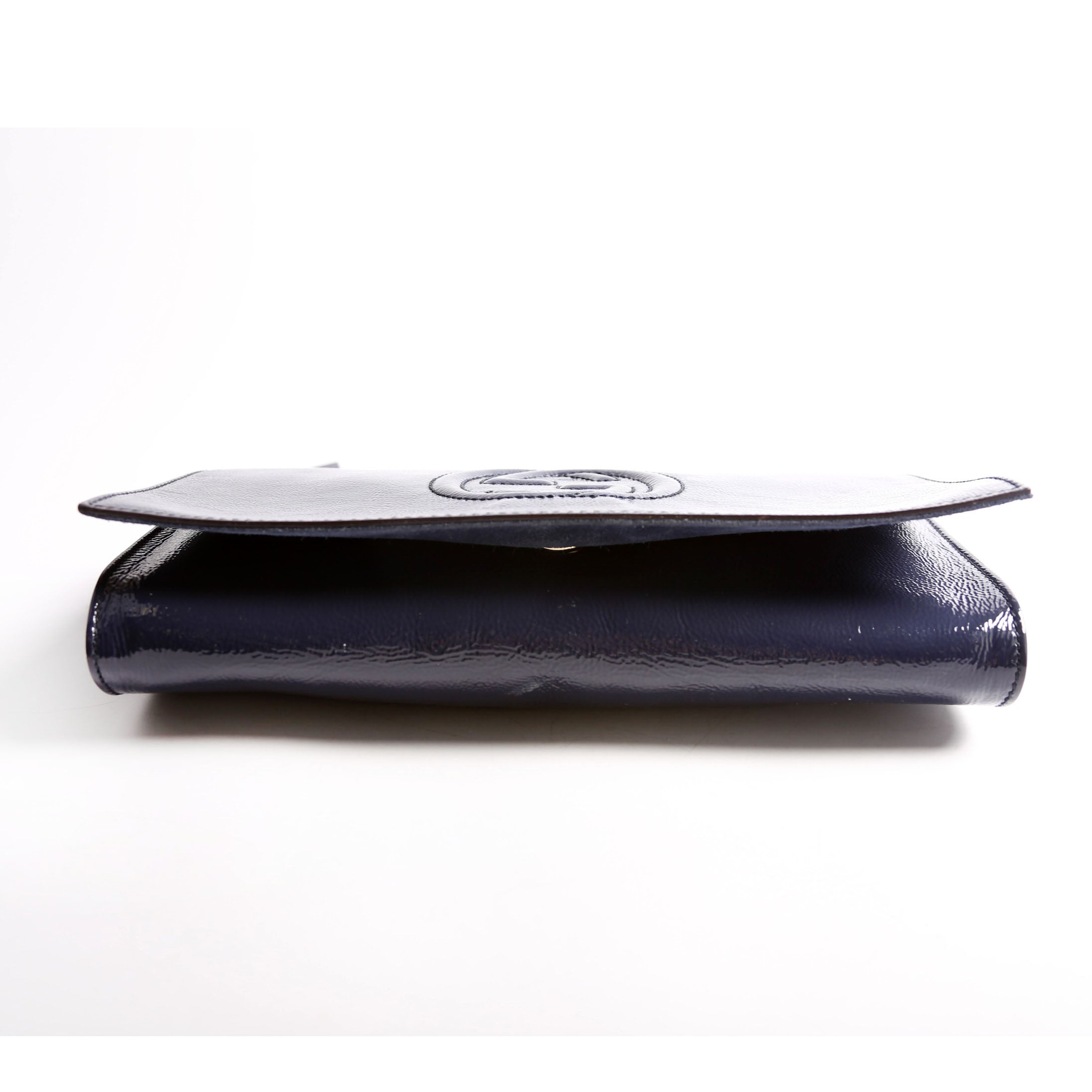 336753 Soho Patent Leather Clutch Blue