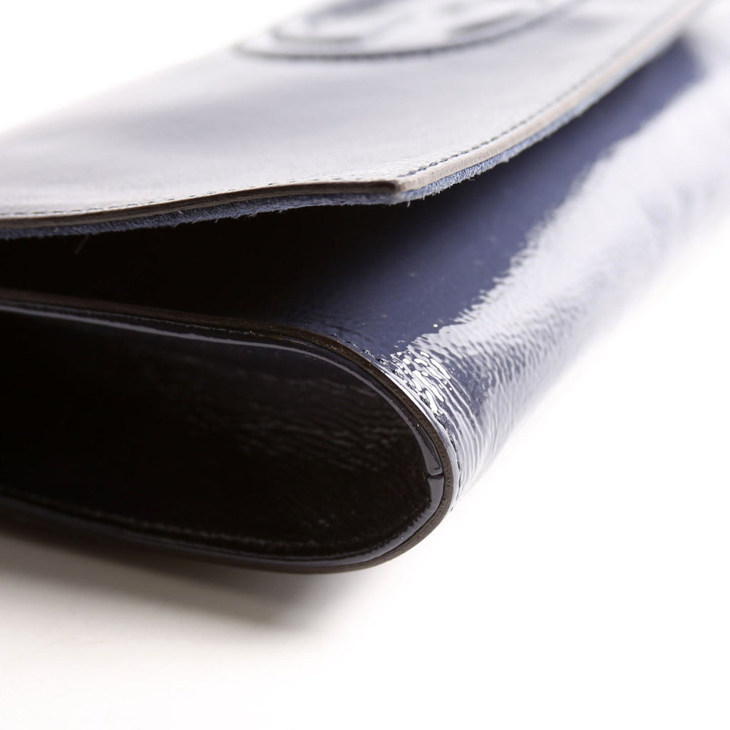 336753 Soho Patent Leather Clutch Blue