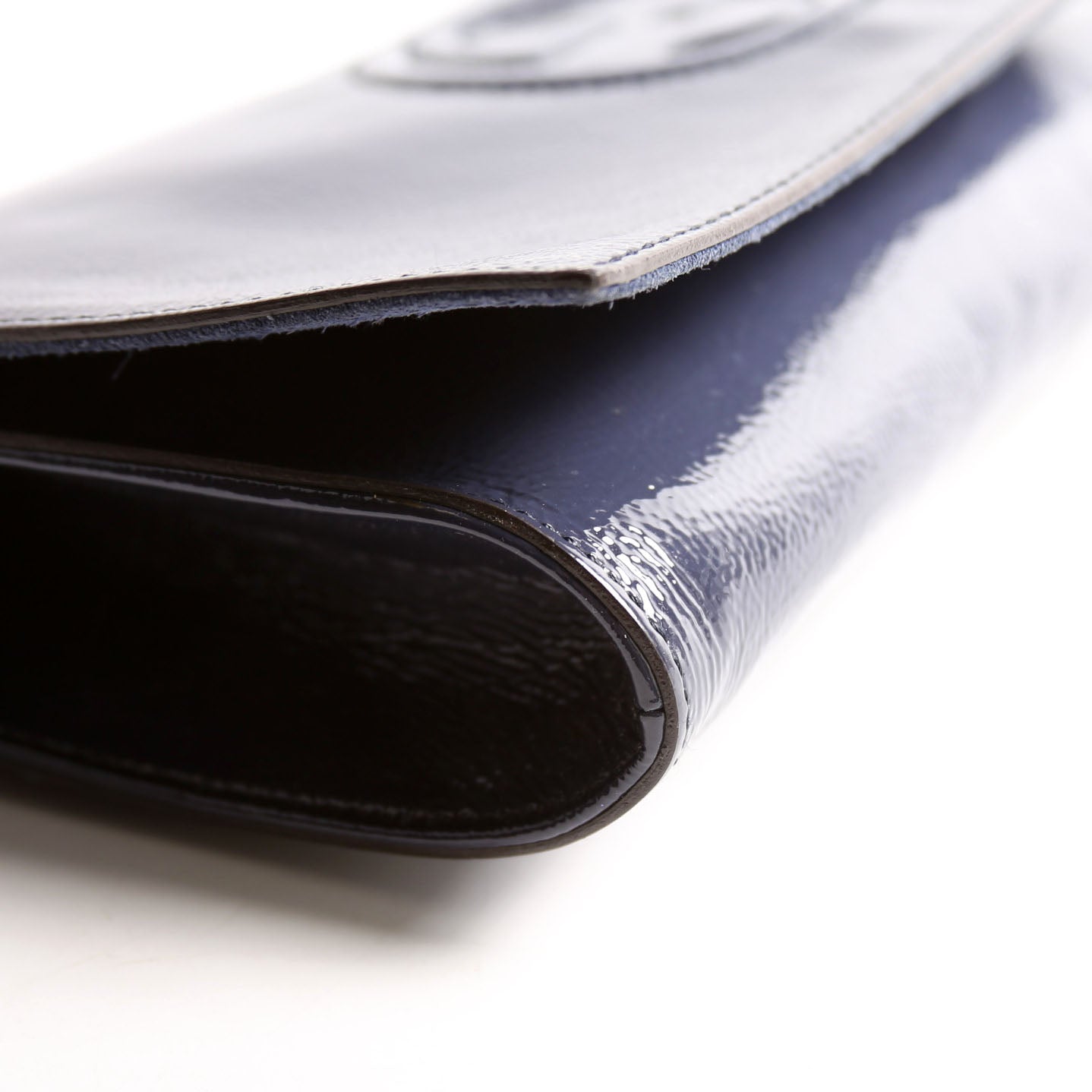 336753 Soho Patent Leather Clutch Blue