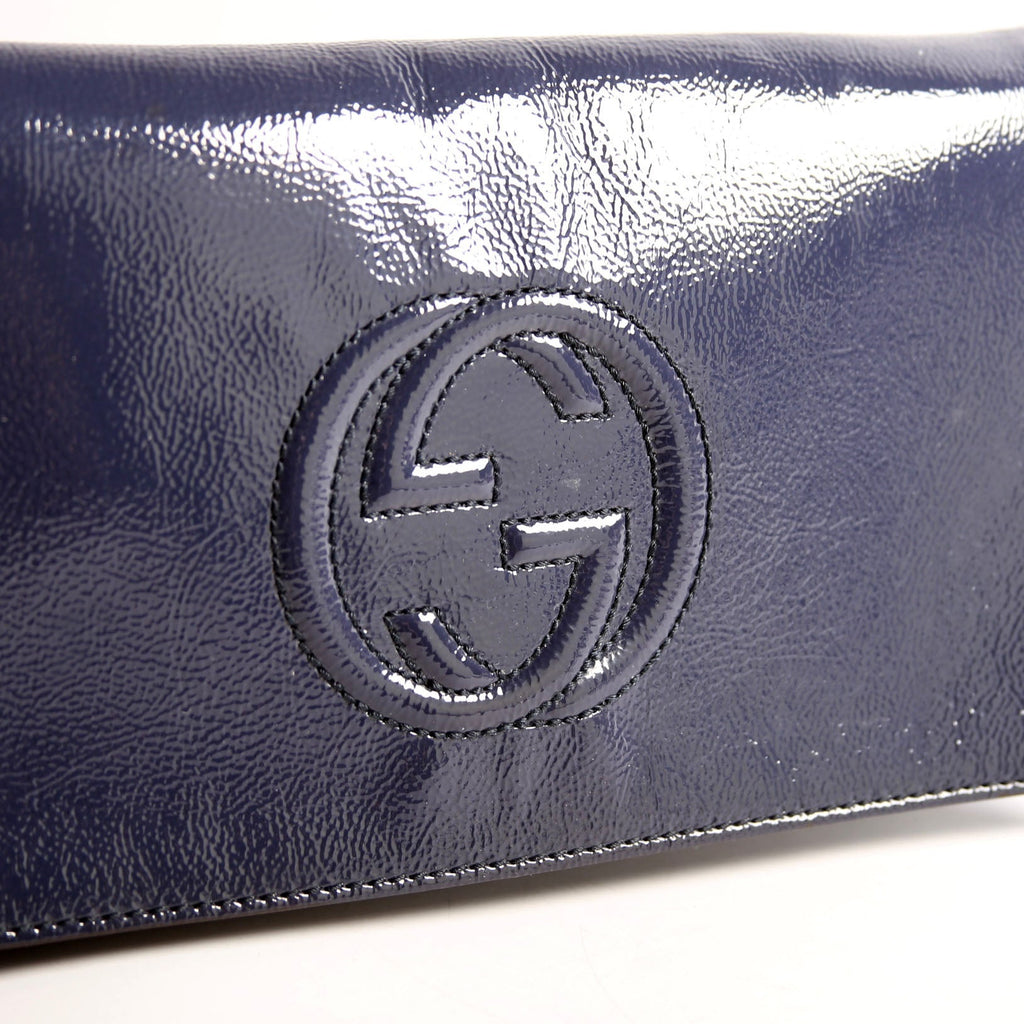 336753 Soho Patent Leather Clutch Blue
