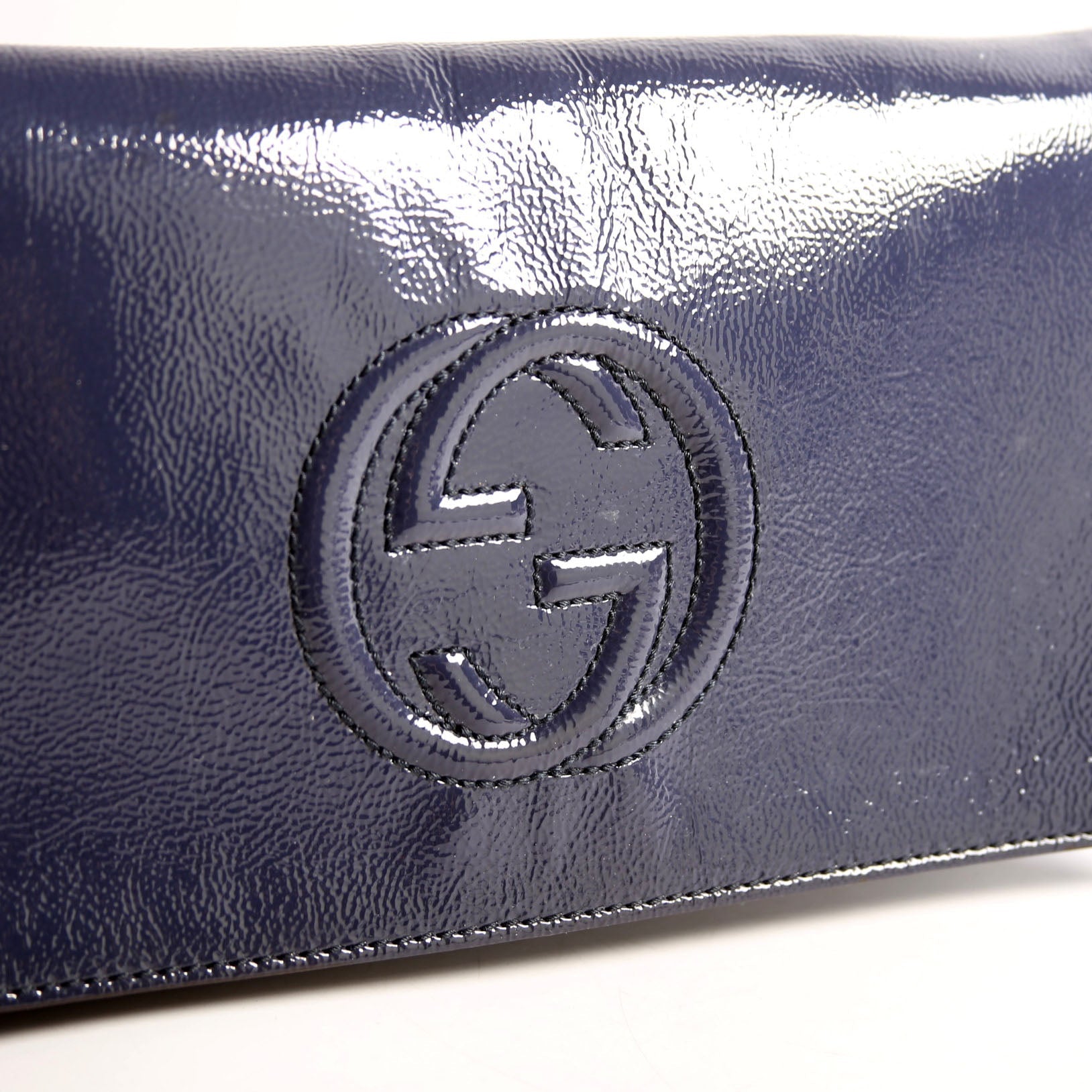 336753 Soho Patent Leather Clutch Blue