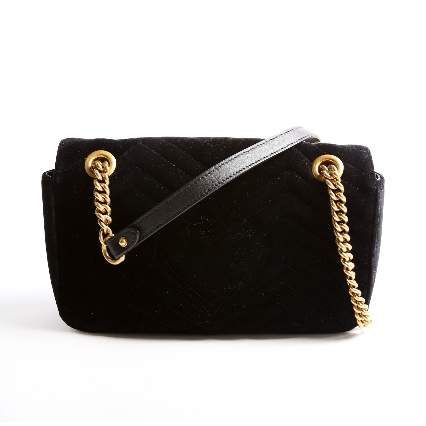 Gucci 443497 Marmont Shoulder Velvet Small Flap Black
