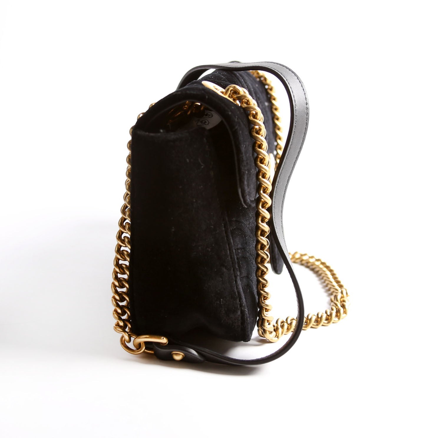 Gucci 443497 Marmont Shoulder Velvet Small Flap Black
