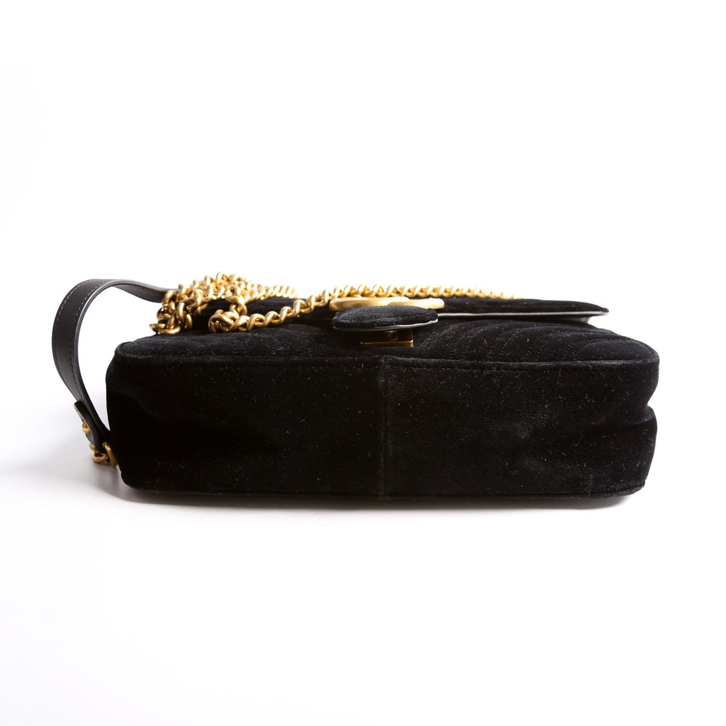 Gucci 443497 Marmont Shoulder Velvet Small Flap Black