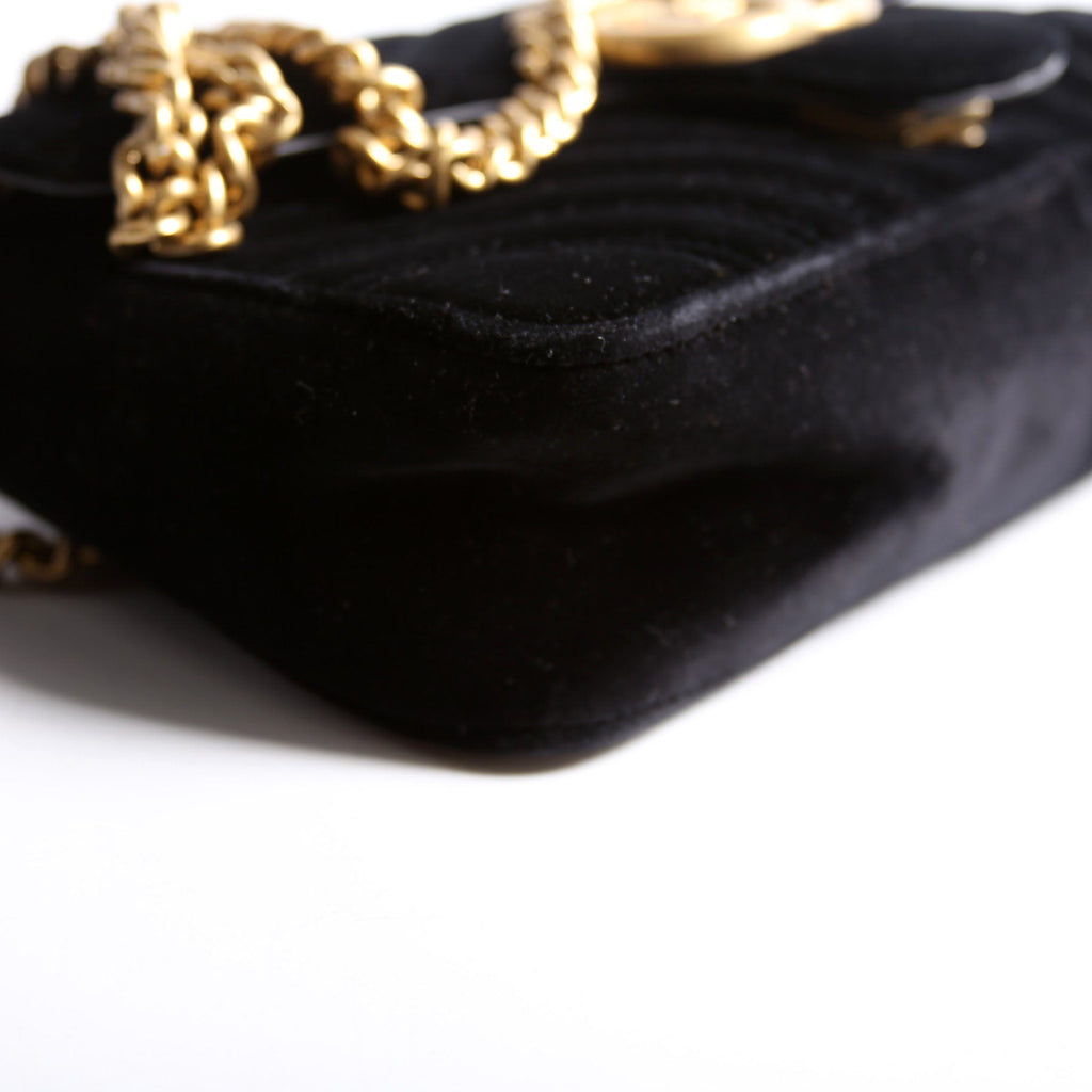 Gucci 443497 Marmont Shoulder Velvet Small Flap Black