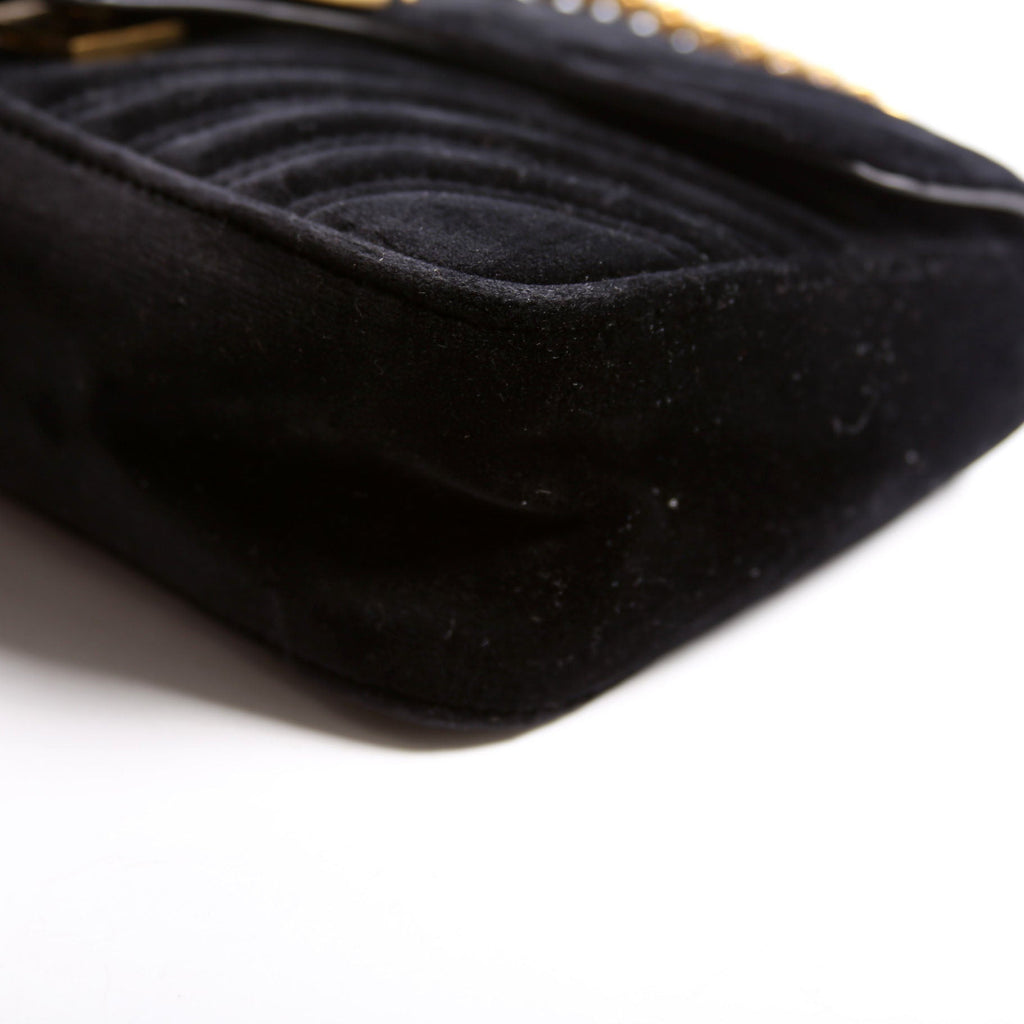 Gucci 443497 Marmont Shoulder Velvet Small Flap Black