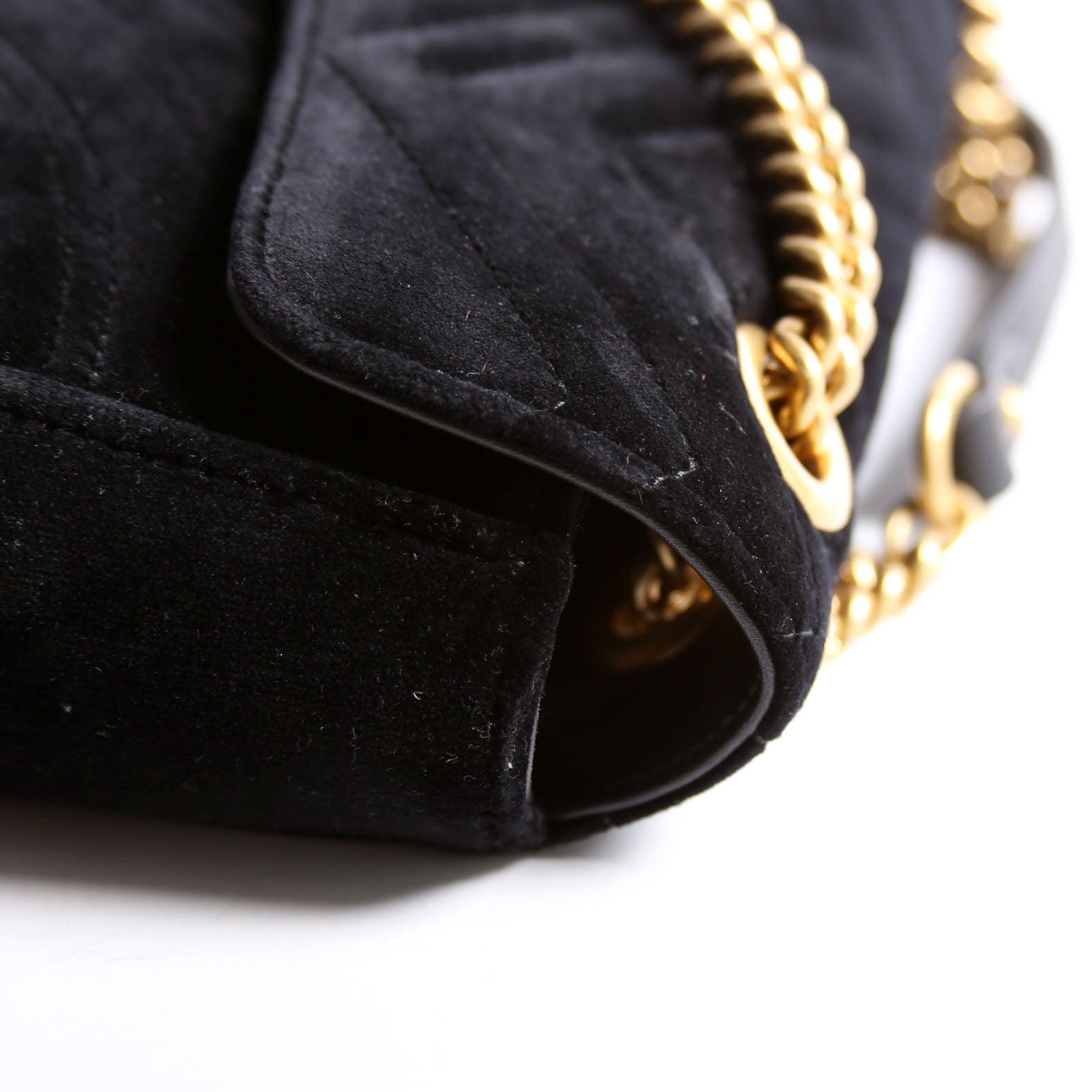 Gucci 443497 Marmont Shoulder Velvet Small Flap Black