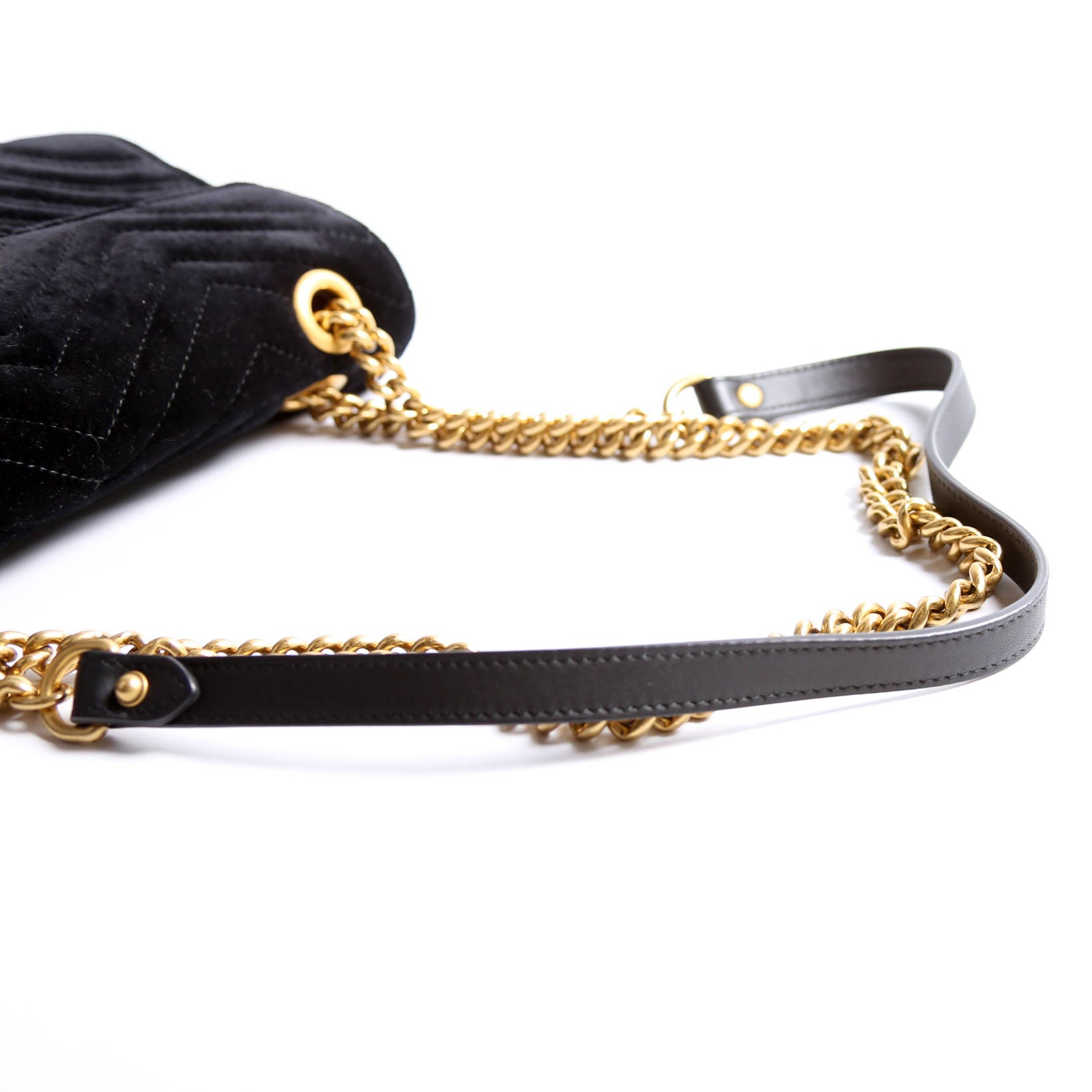 Gucci 443497 Marmont Shoulder Velvet Small Flap Black