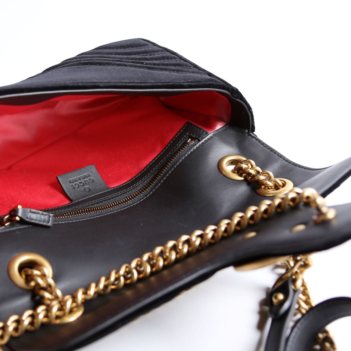 Gucci 443497 Marmont Shoulder Velvet Small Flap Black