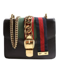 Gucci 431666 Sylvie Mini Shoulder Bag Leather Black