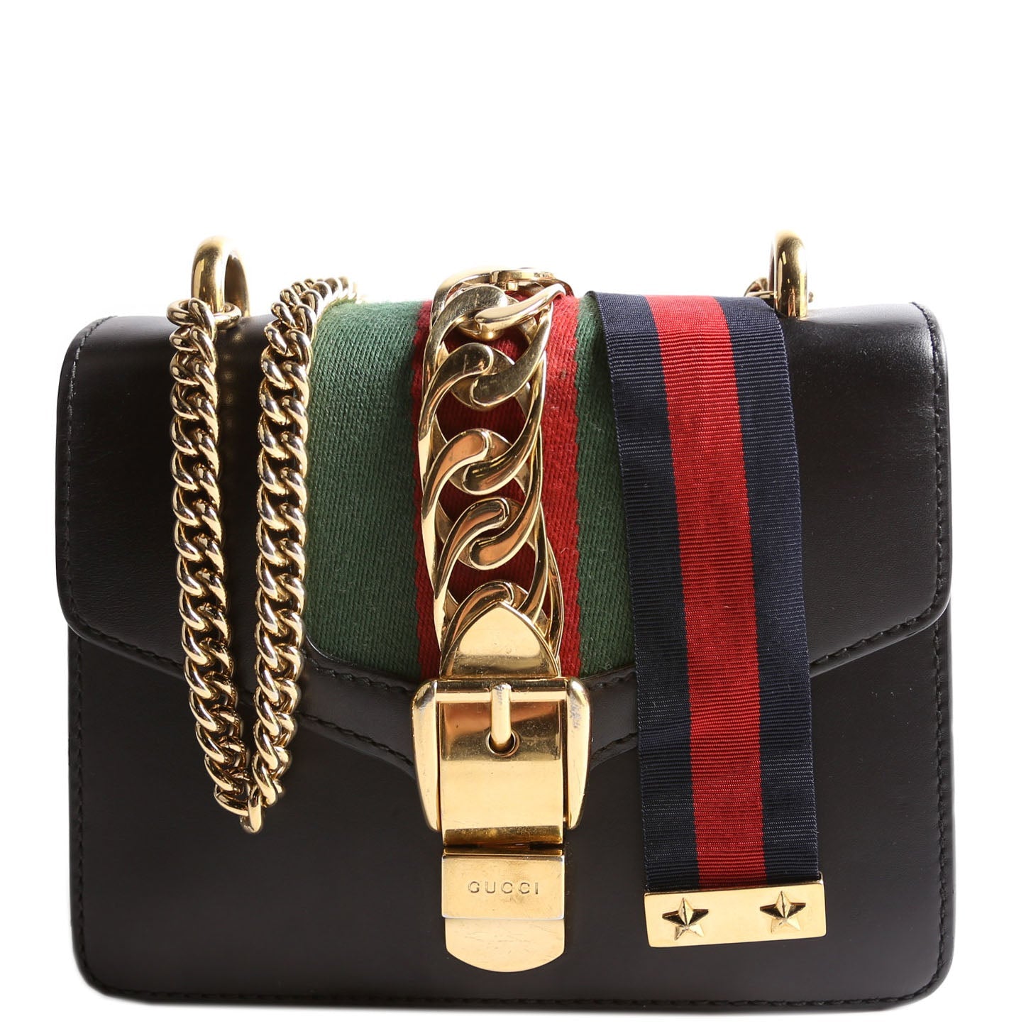 Gucci 431666 Sylvie Mini Shoulder Bag Leather Black