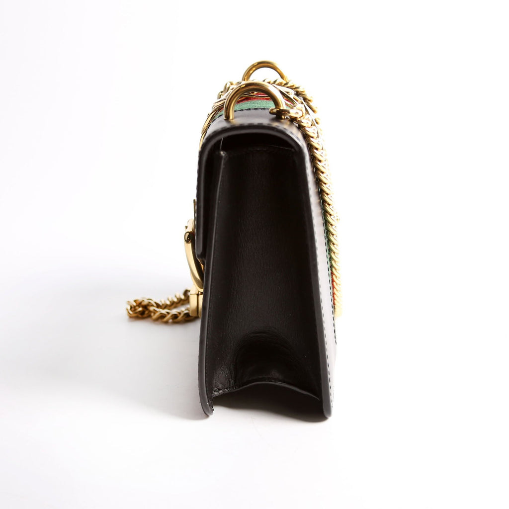 Gucci 431666 Sylvie Mini Shoulder Bag Leather Black