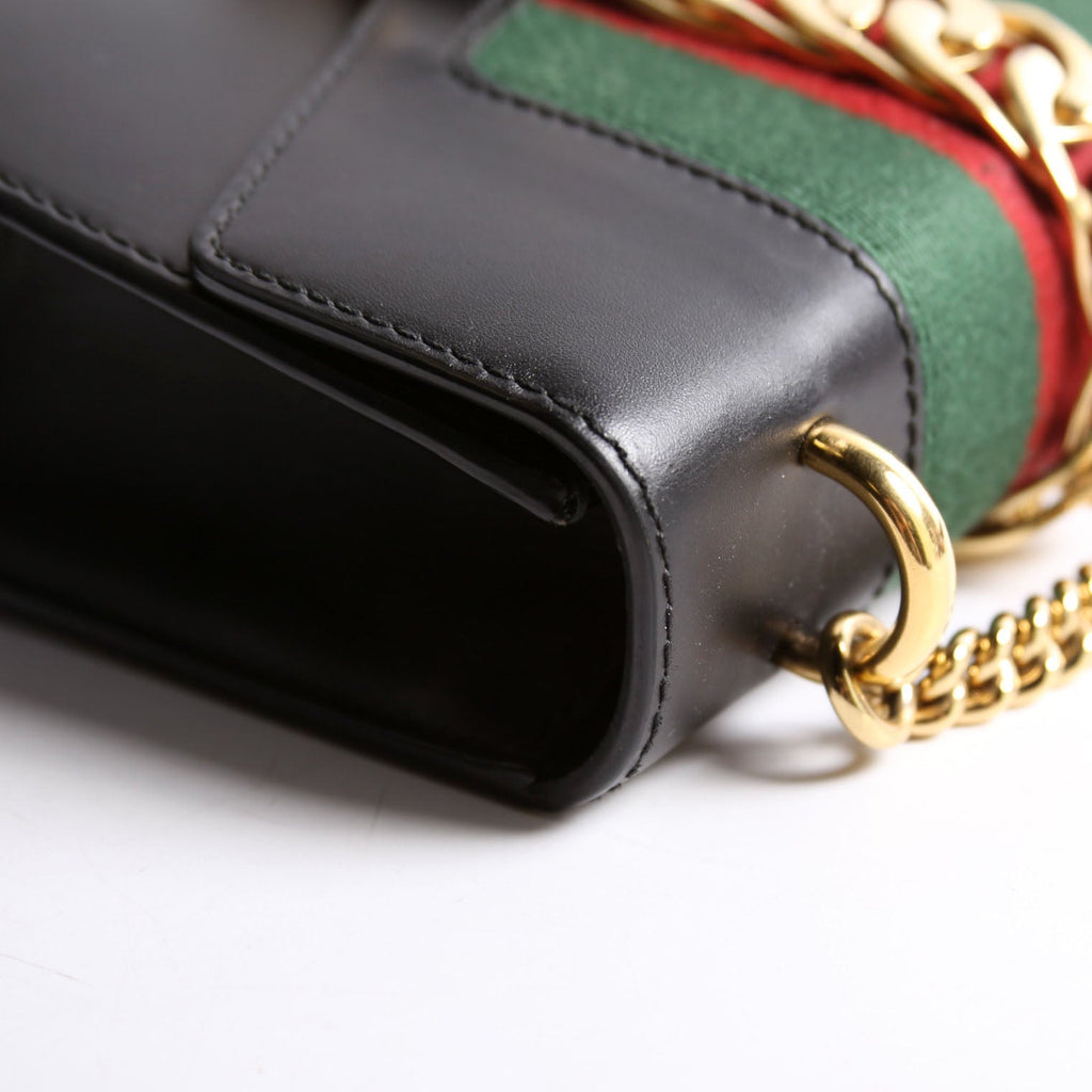 Gucci 431666 Sylvie Mini Shoulder Bag Leather Black
