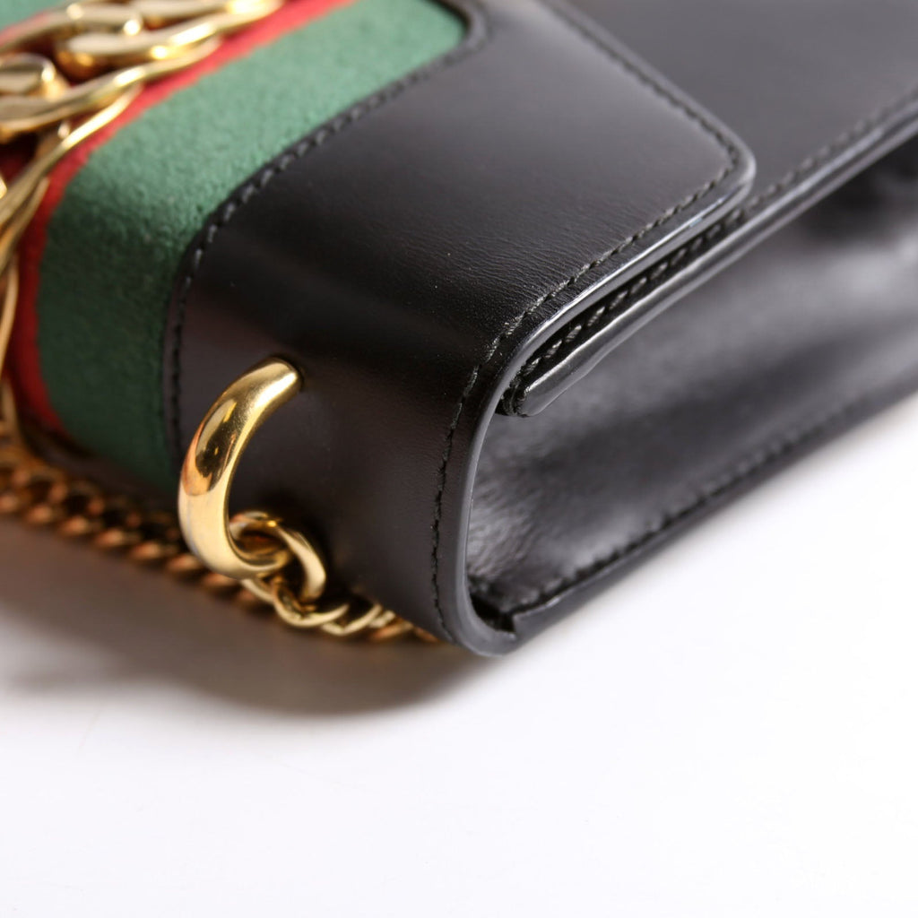 Gucci 431666 Sylvie Mini Shoulder Bag Leather Black