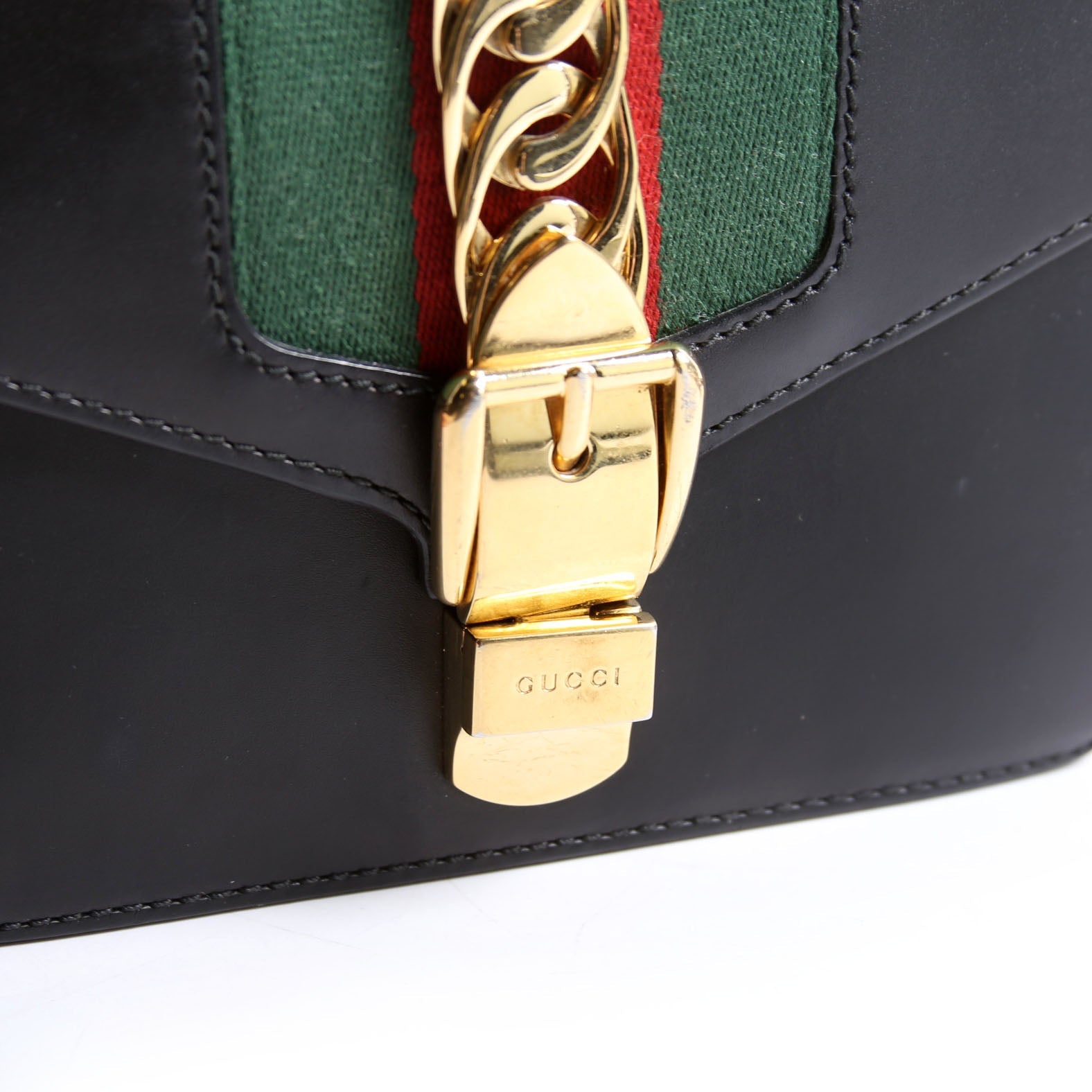 Gucci 431666 Sylvie Mini Shoulder Bag Leather Black