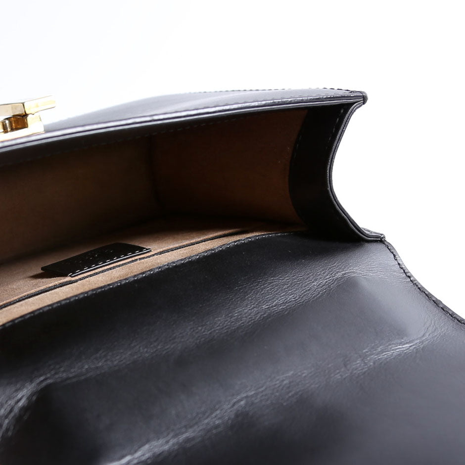 Gucci 431666 Sylvie Mini Shoulder Bag Leather Black