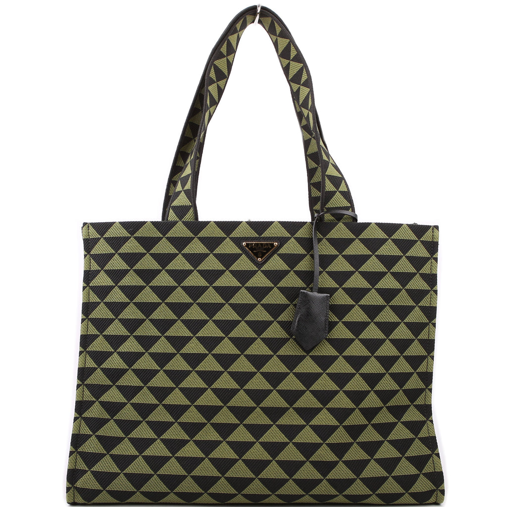 Prada Symbole Horizontal Shopper Tote Green/Black