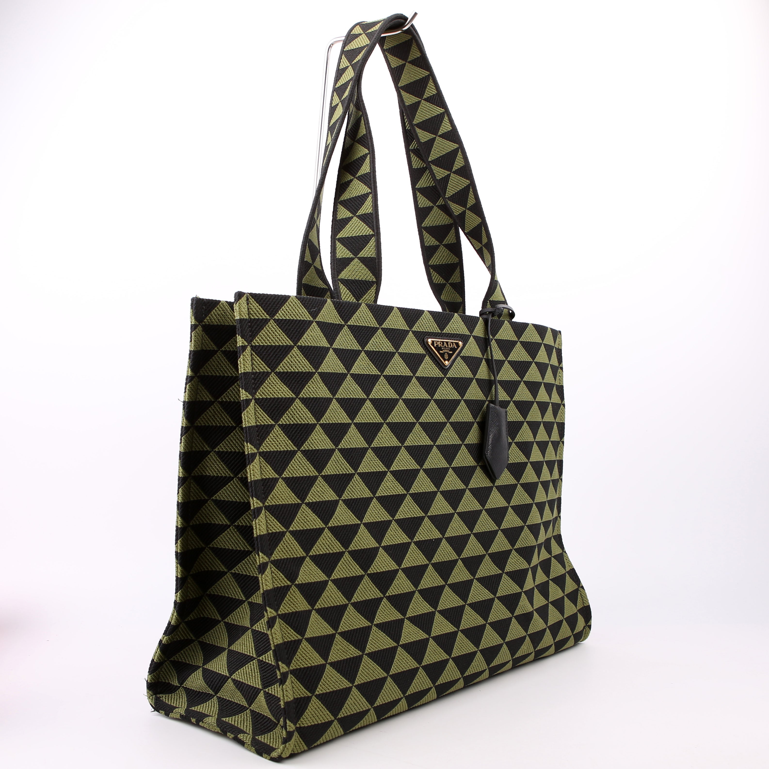 Prada Symbole Horizontal Shopper Tote Green/Black
