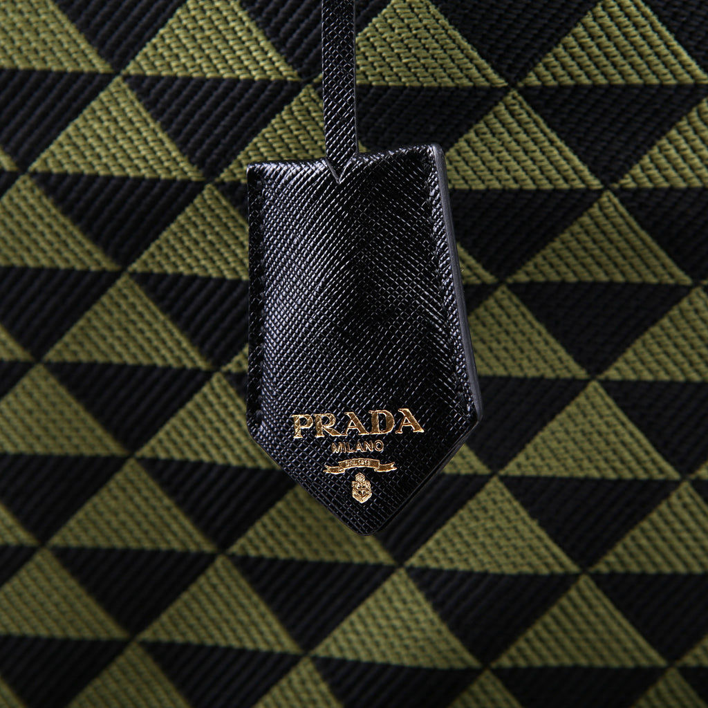 Prada Symbole Horizontal Shopper Tote Green/Black