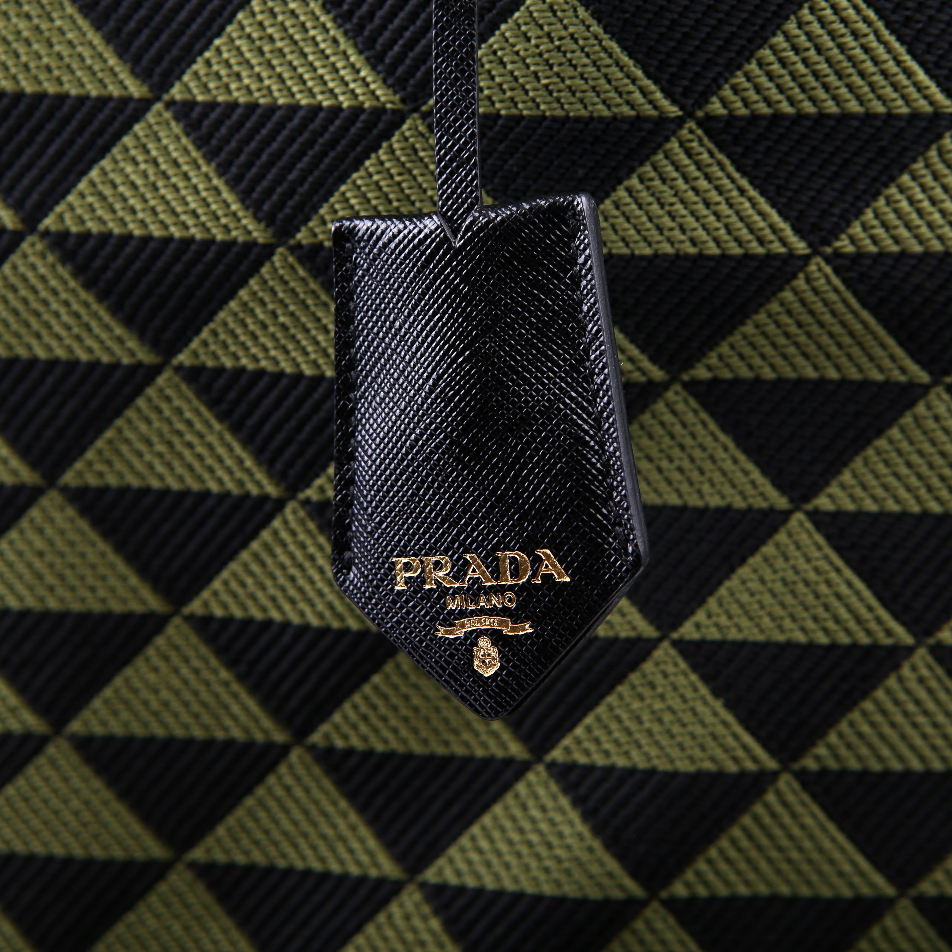 Prada Symbole Horizontal Shopper Tote Green/Black