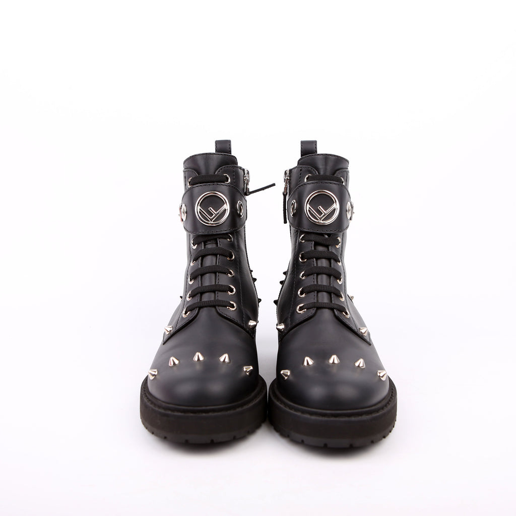 Fendi Studded Combat Boots Size 37.5 Black