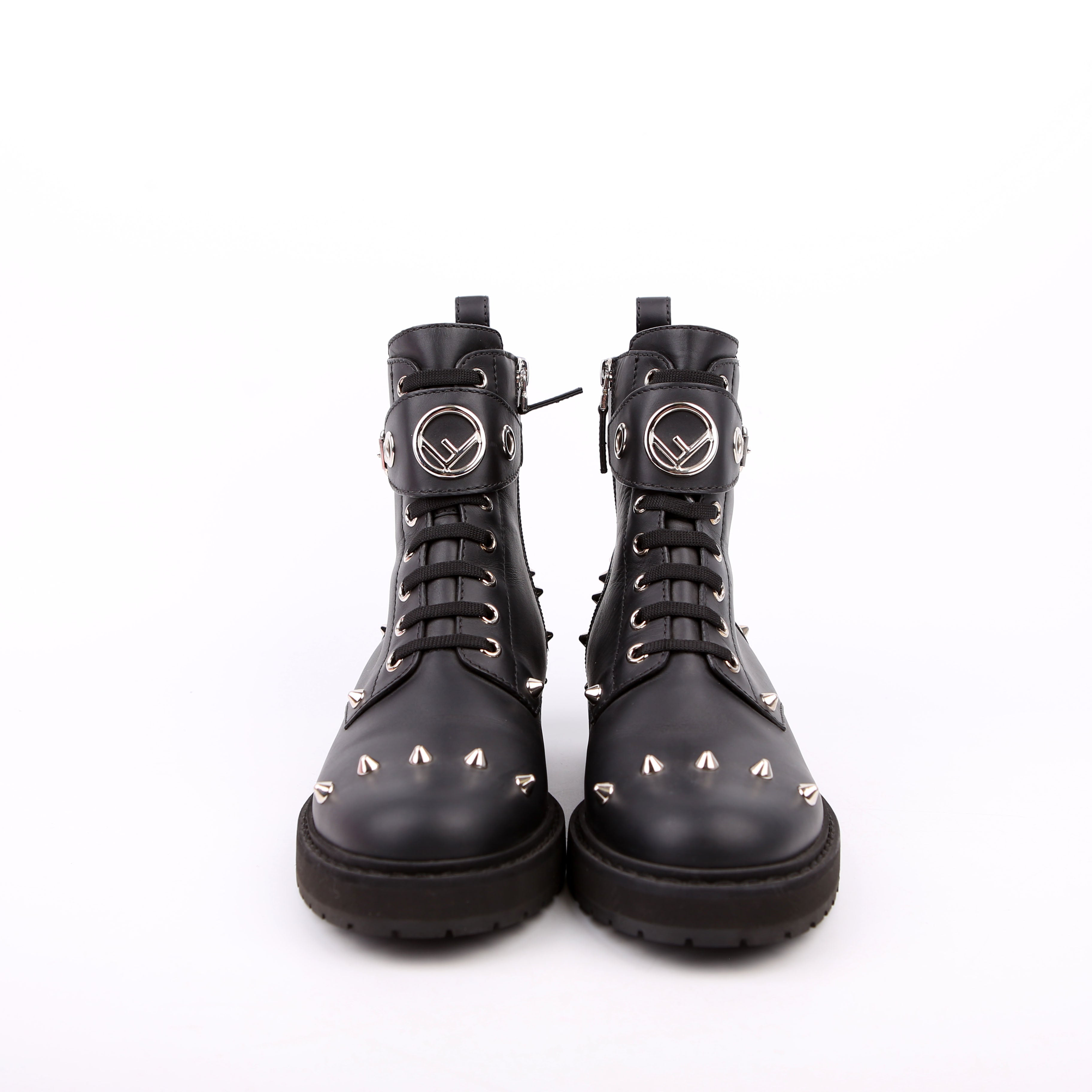 Fendi Studded Combat Boots Size 37.5 Black