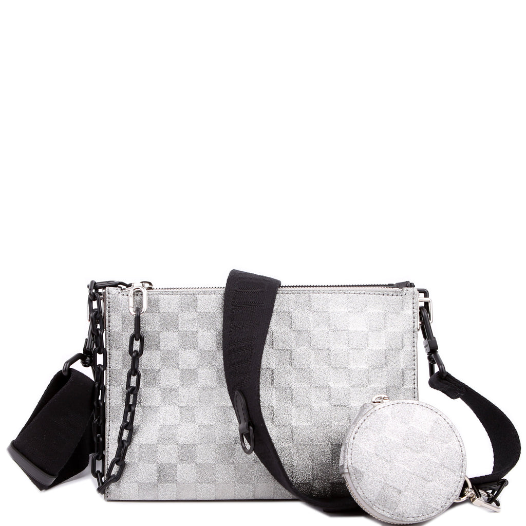 In The Loop Trio Pouch Damier Glitter Black/Silver