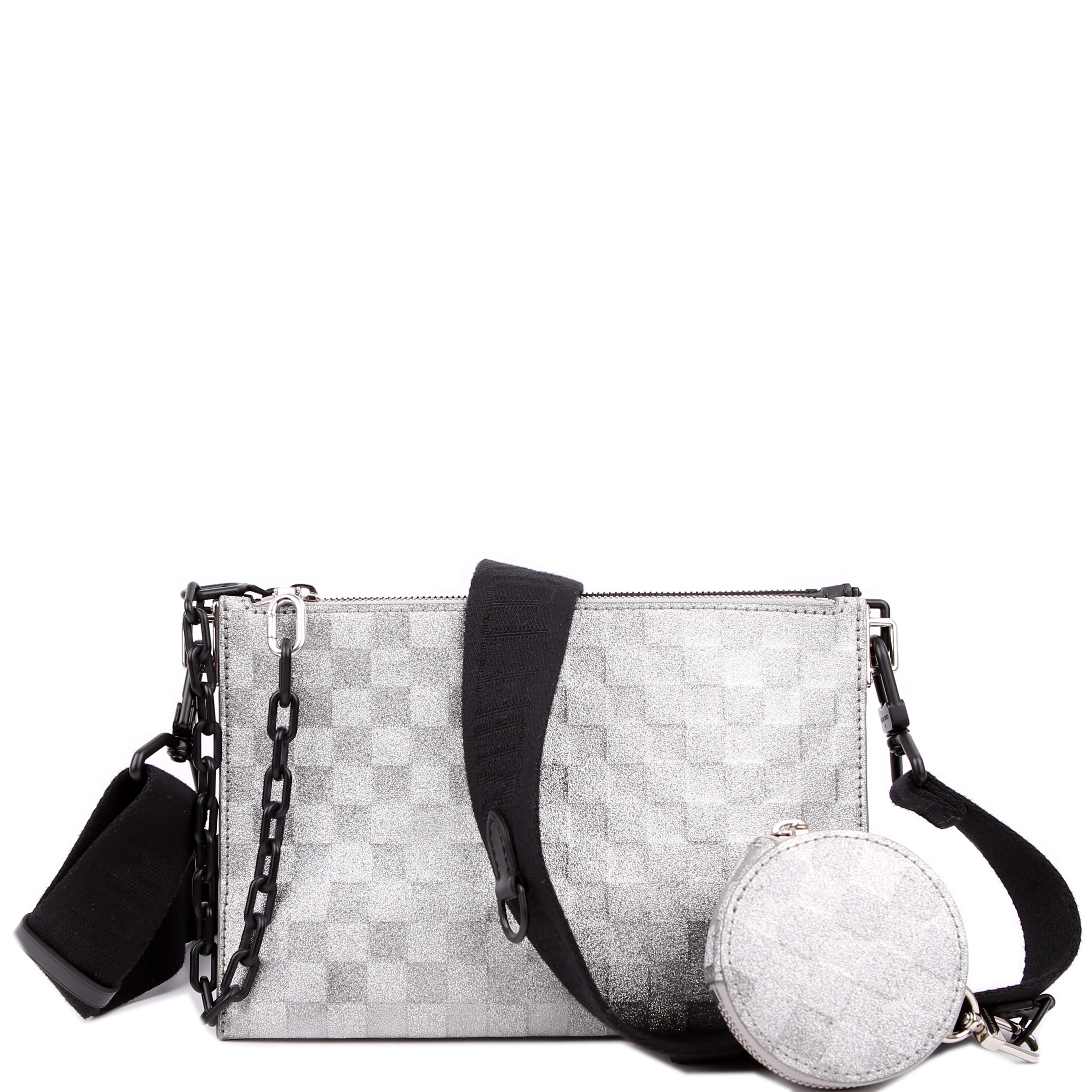 In The Loop Trio Pouch Damier Glitter Black/Silver