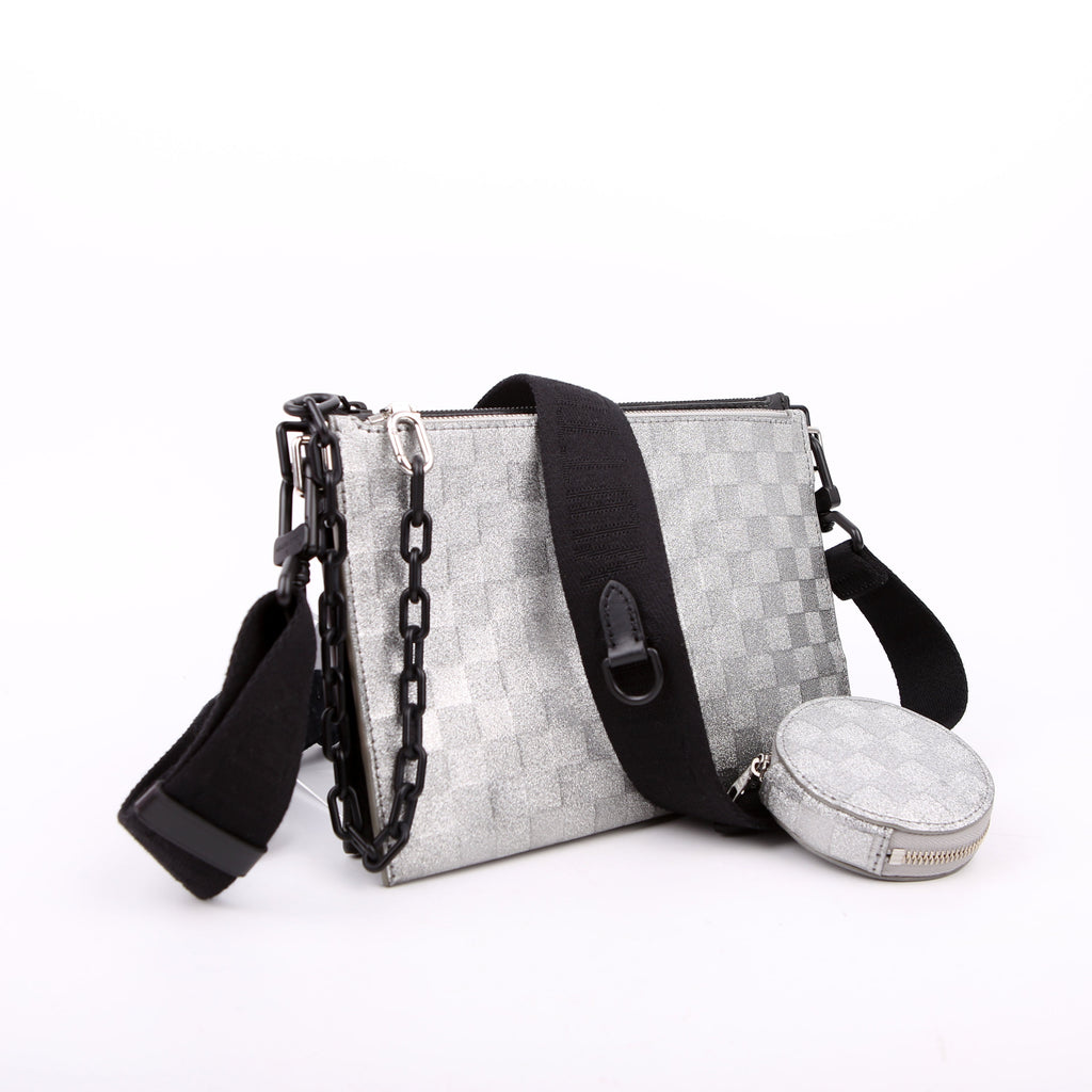 In The Loop Trio Pouch Damier Glitter Black/Silver