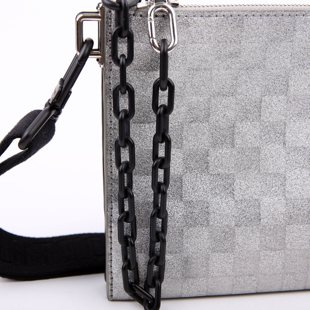 In The Loop Trio Pouch Damier Glitter Black/Silver