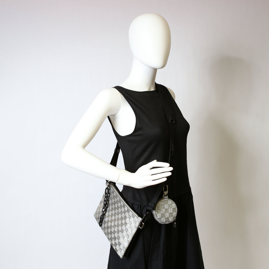 In The Loop Trio Pouch Damier Glitter Black/Silver