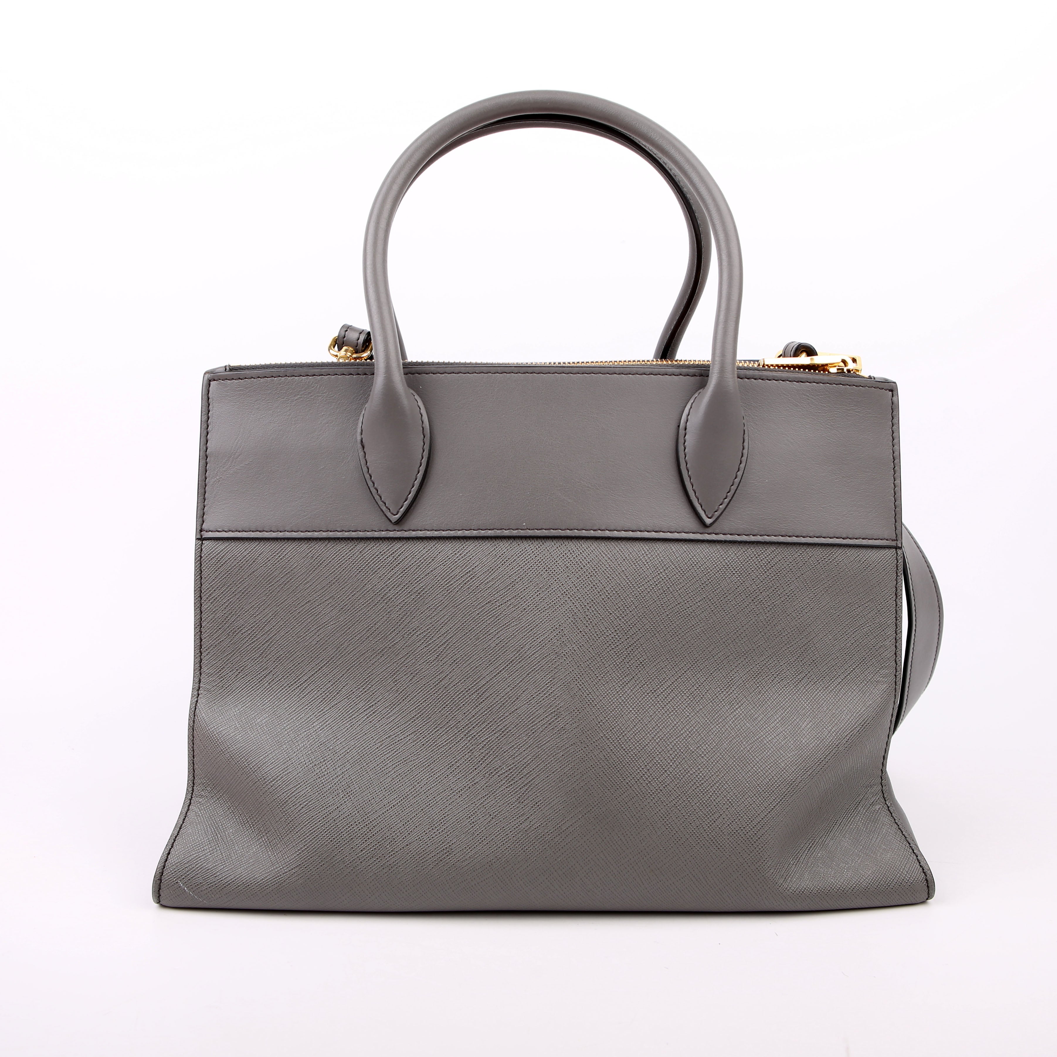 Prada Saffiano/City Calfskin Paradigme Bag Grey