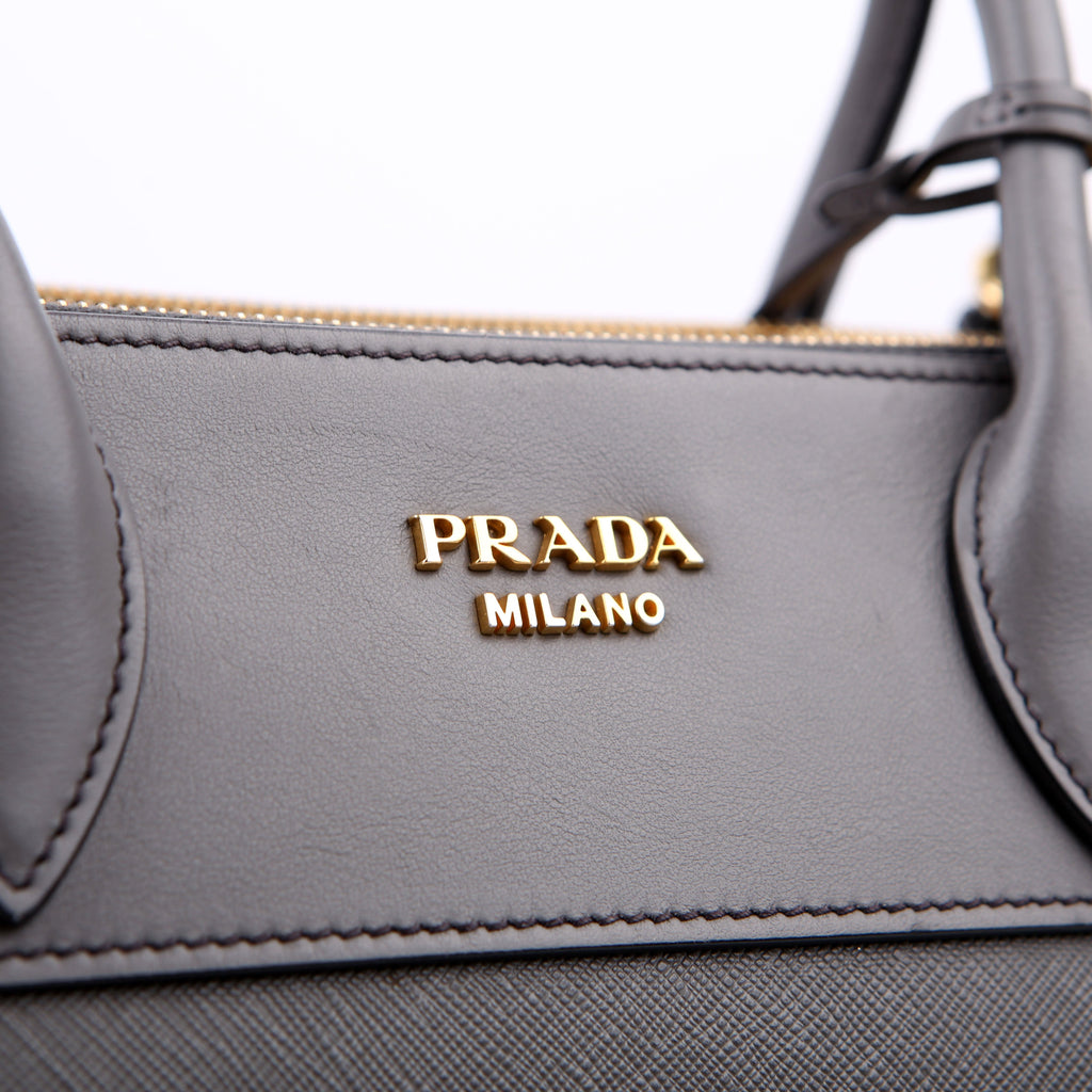 Prada Saffiano/City Calfskin Paradigme Bag Grey