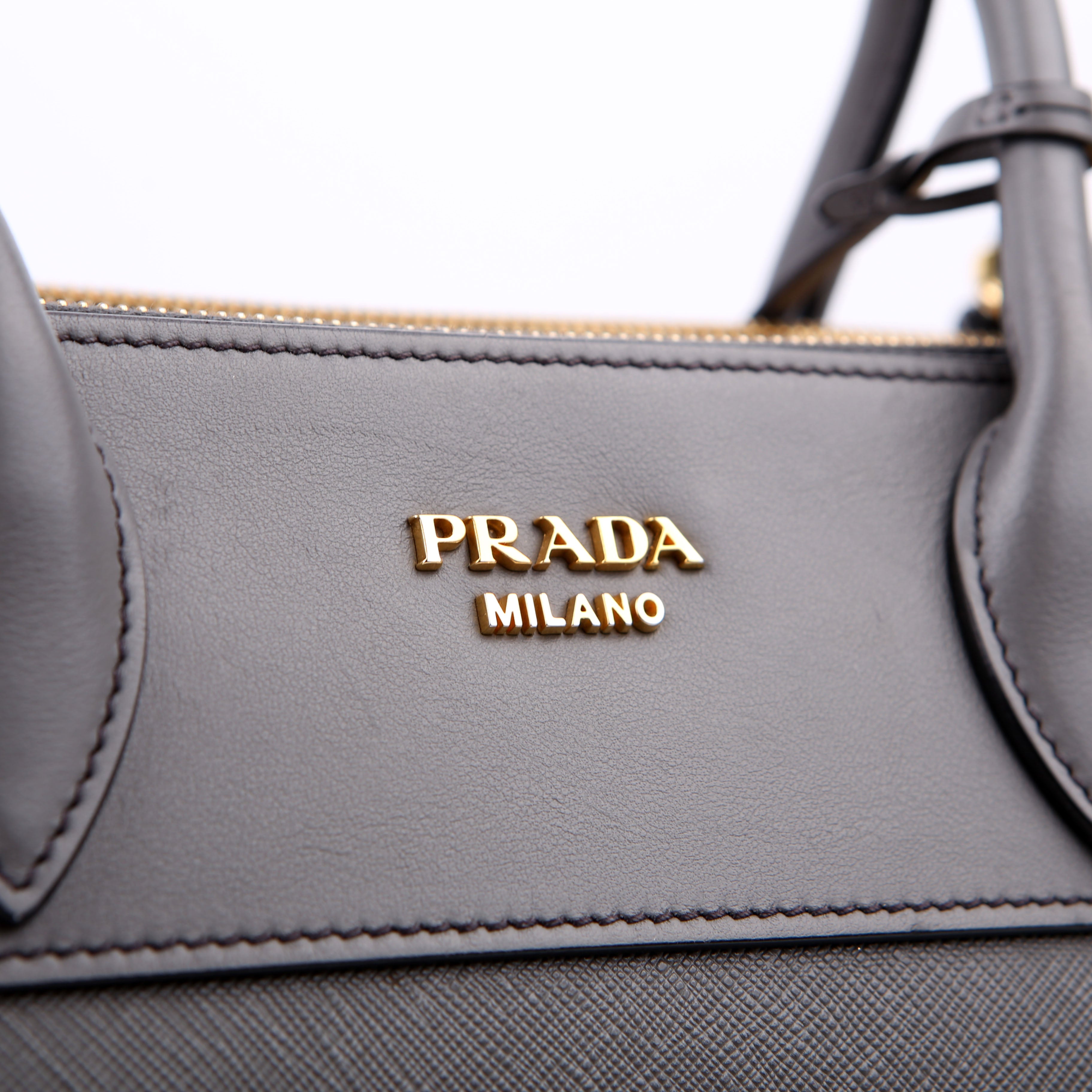 Prada Saffiano/City Calfskin Paradigme Bag Grey
