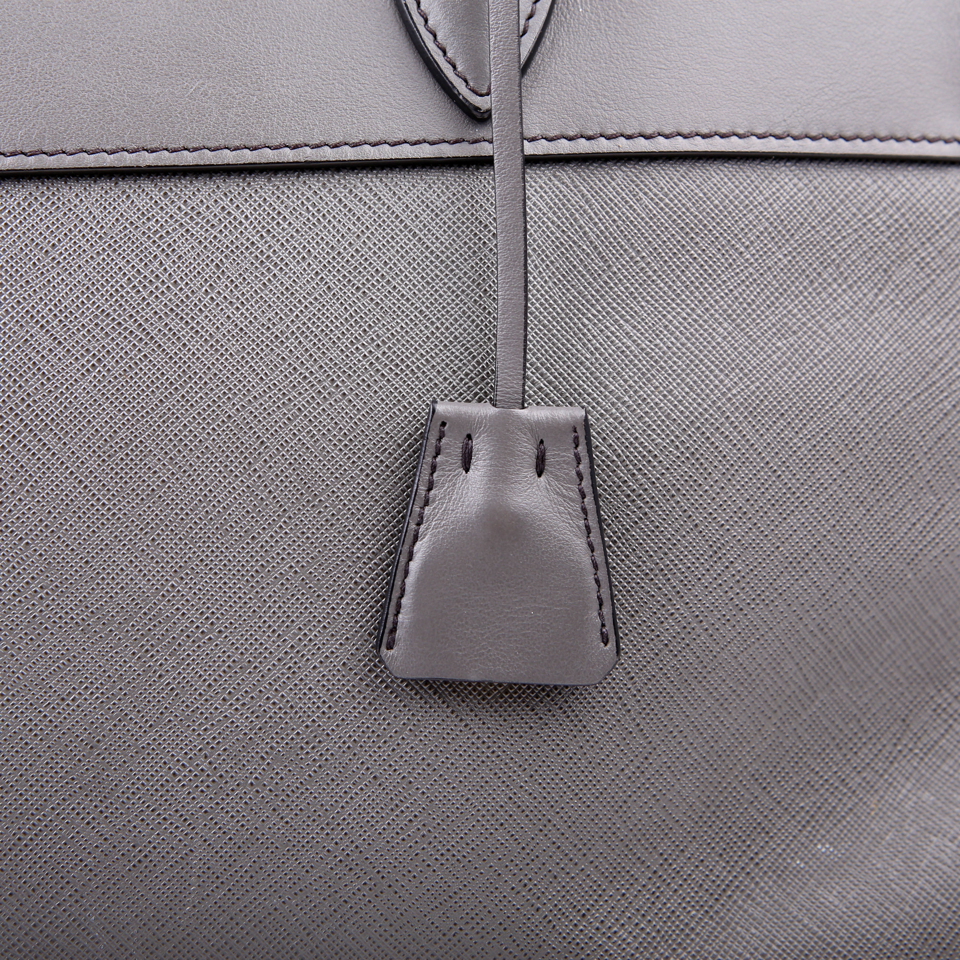 Prada Saffiano/City Calfskin Paradigme Bag Grey