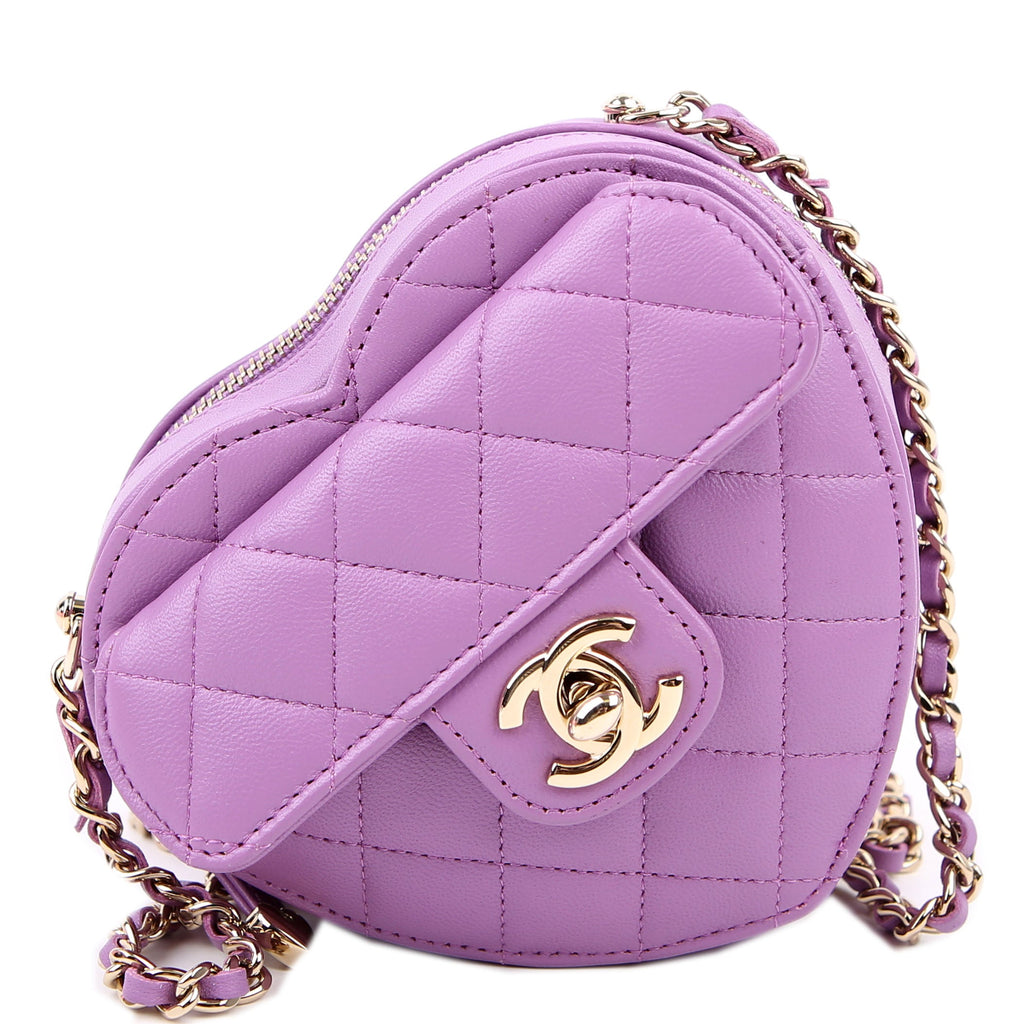CC In Love Heart Clutch Quilted Lambskin Purple