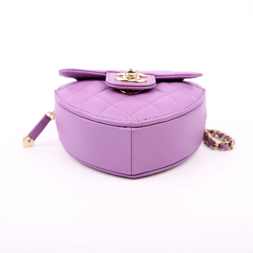 CC In Love Heart Clutch Quilted Lambskin Purple