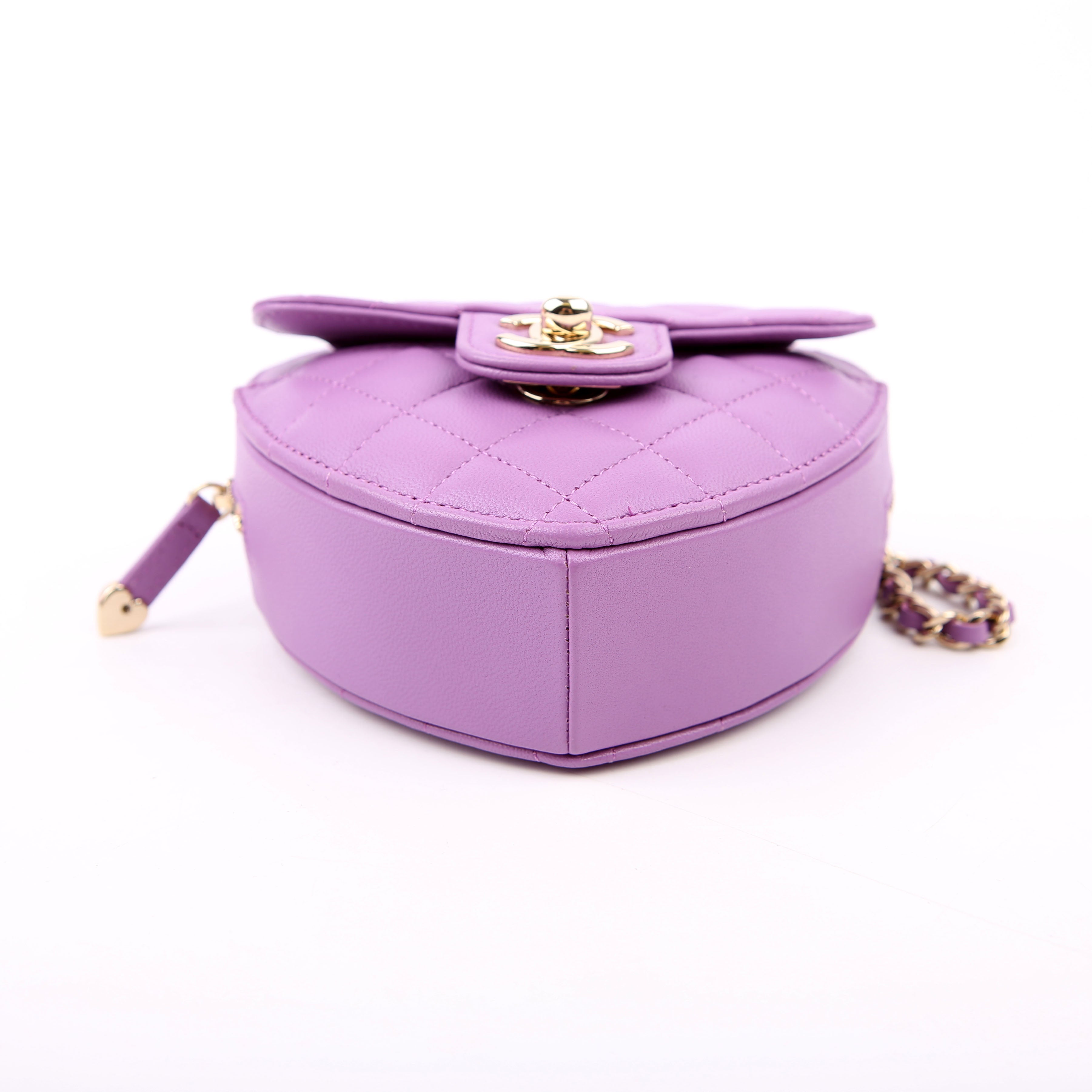 CC In Love Heart Clutch Quilted Lambskin Purple