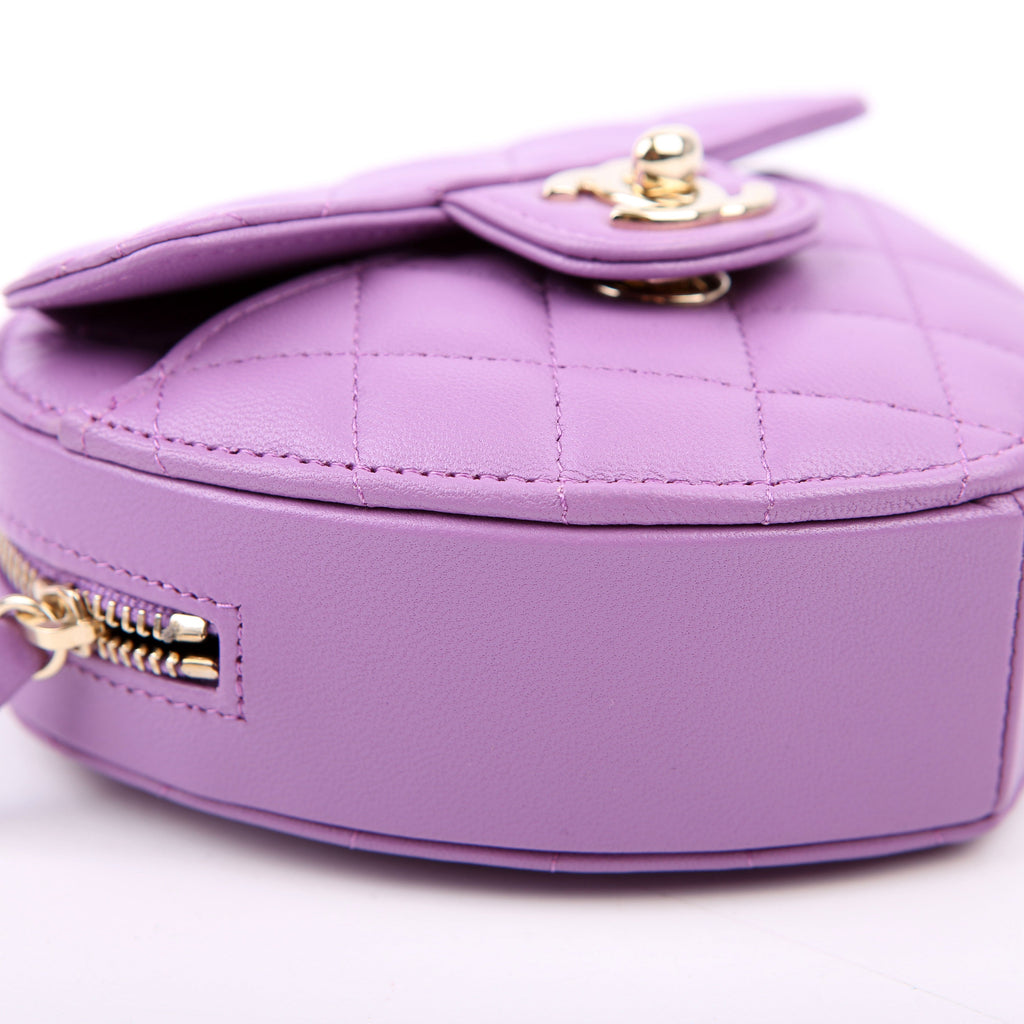 CC In Love Heart Clutch Quilted Lambskin Purple