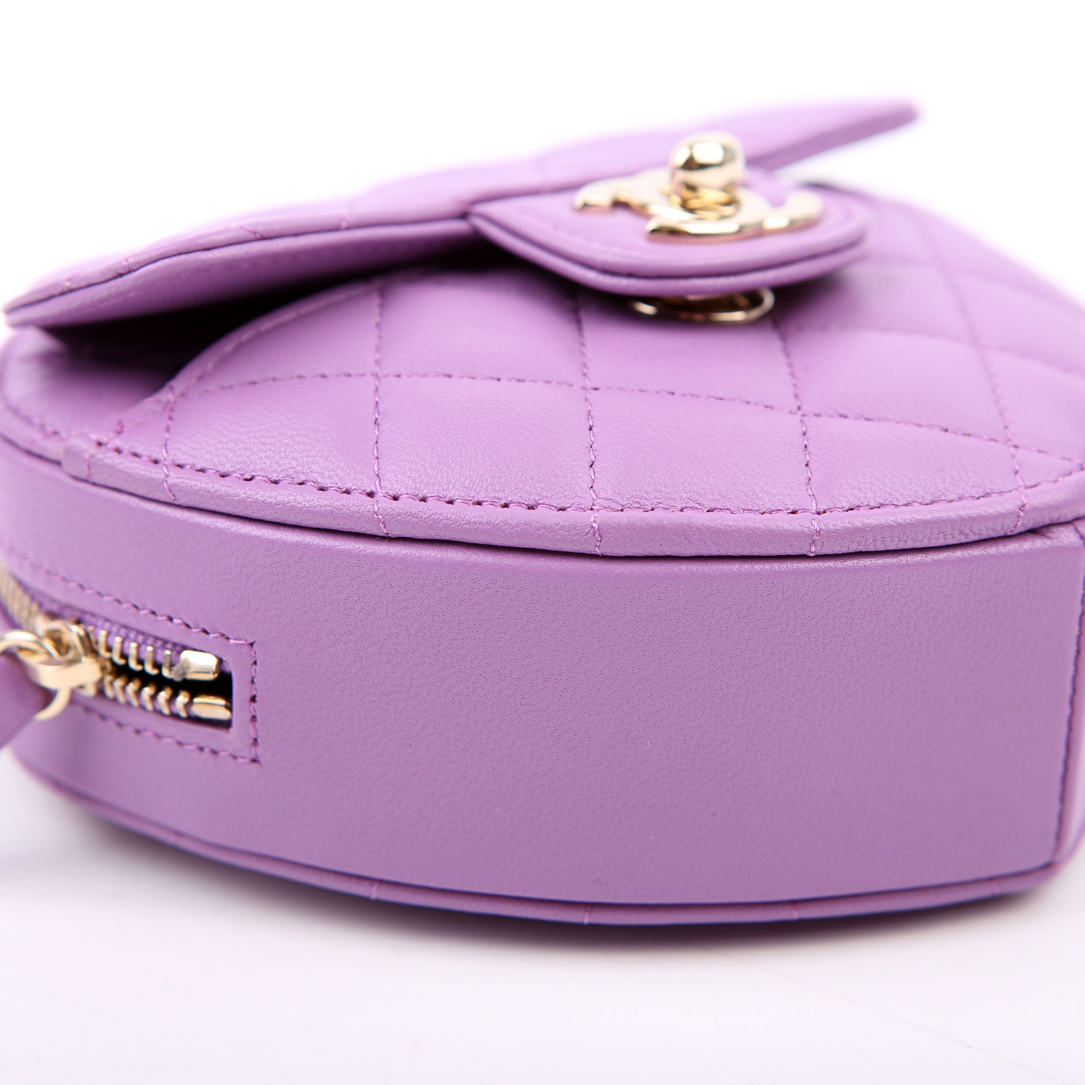 CC In Love Heart Clutch Quilted Lambskin Purple