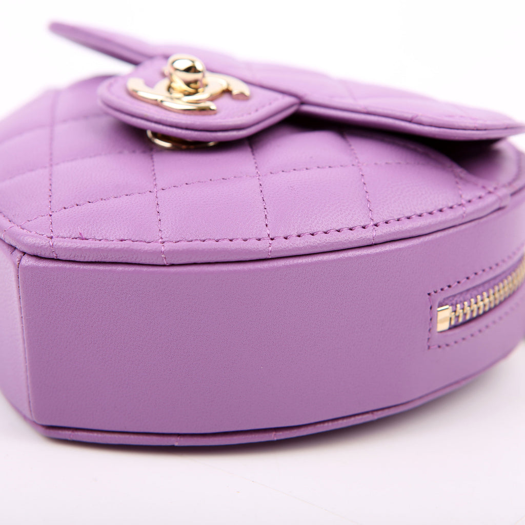 CC In Love Heart Clutch Quilted Lambskin Purple