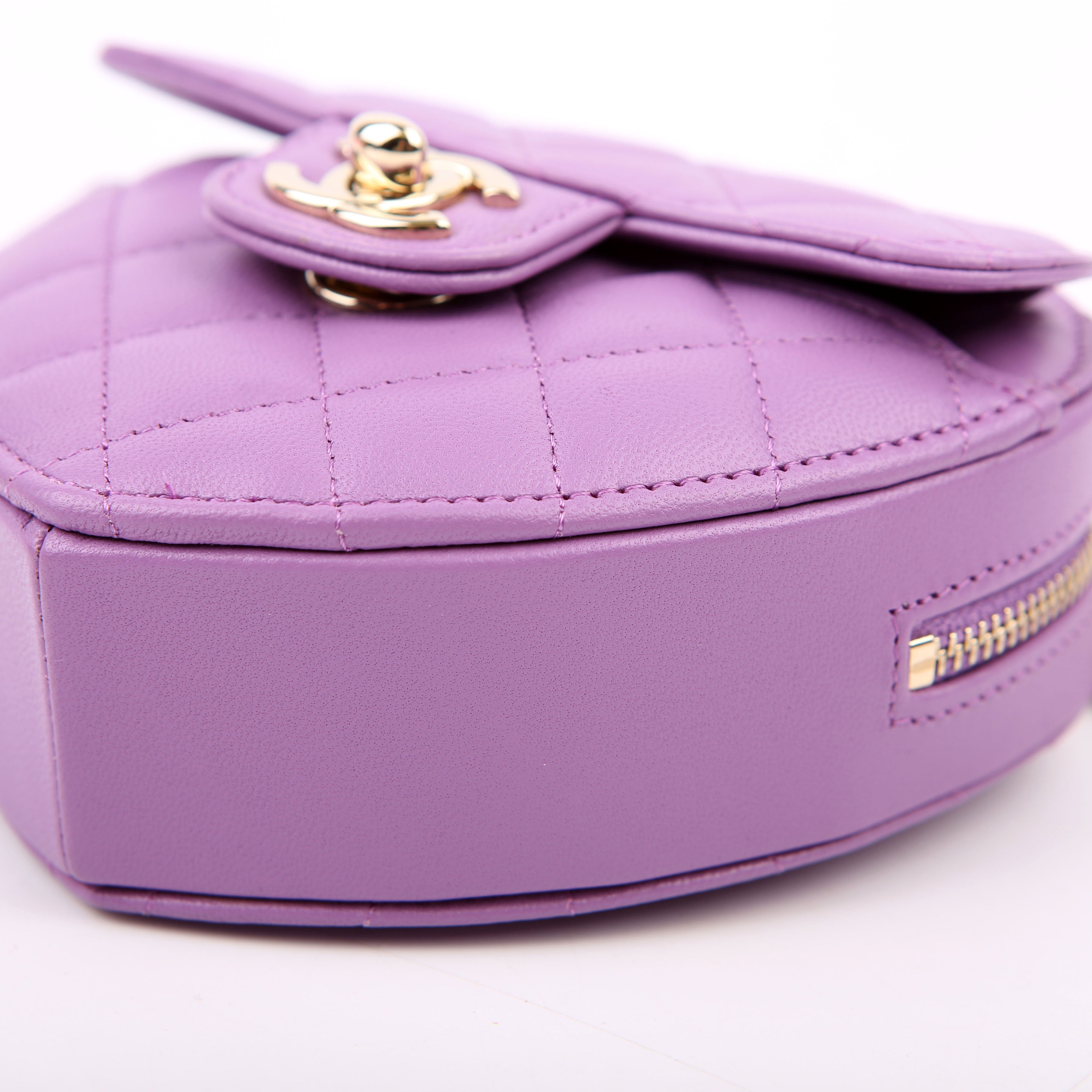 CC In Love Heart Clutch Quilted Lambskin Purple