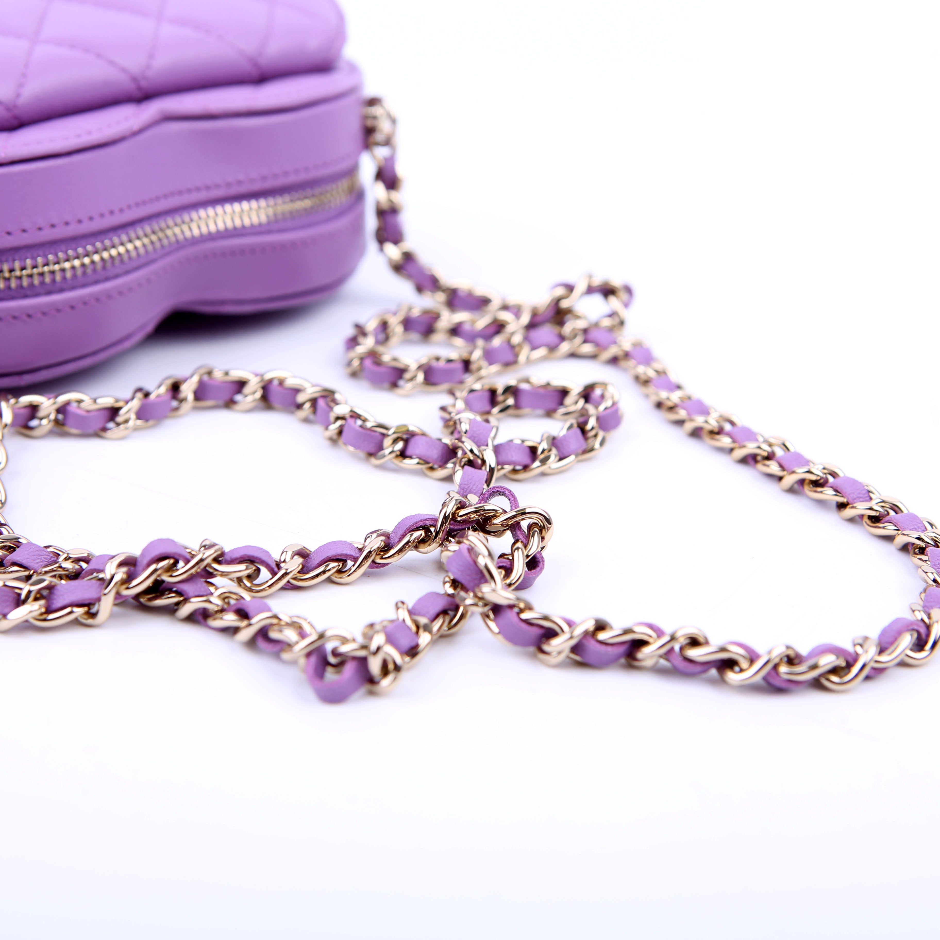 CC In Love Heart Clutch Quilted Lambskin Purple