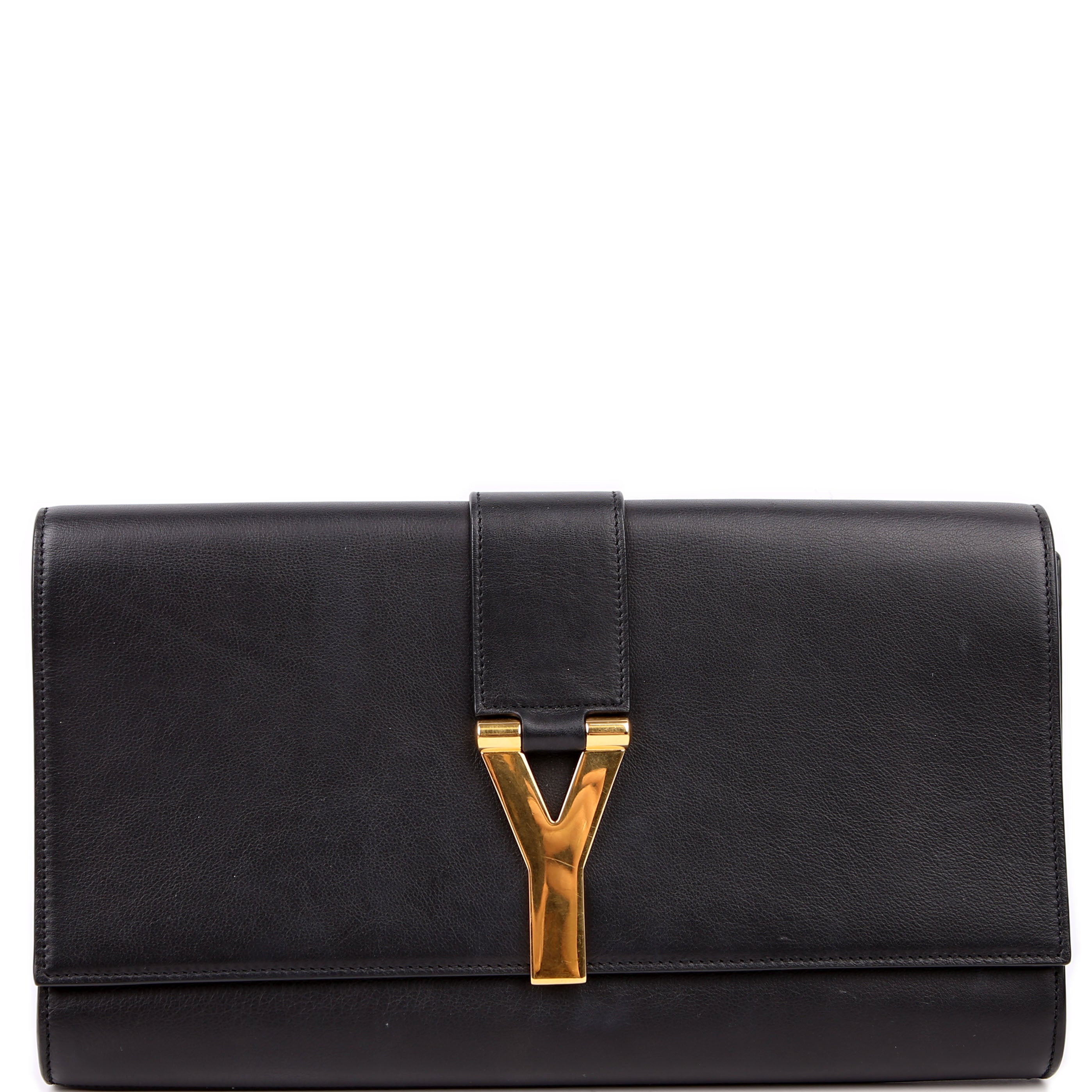 SAINT LAURENT Classic Y Ligne Clutch Smooth Leather Black