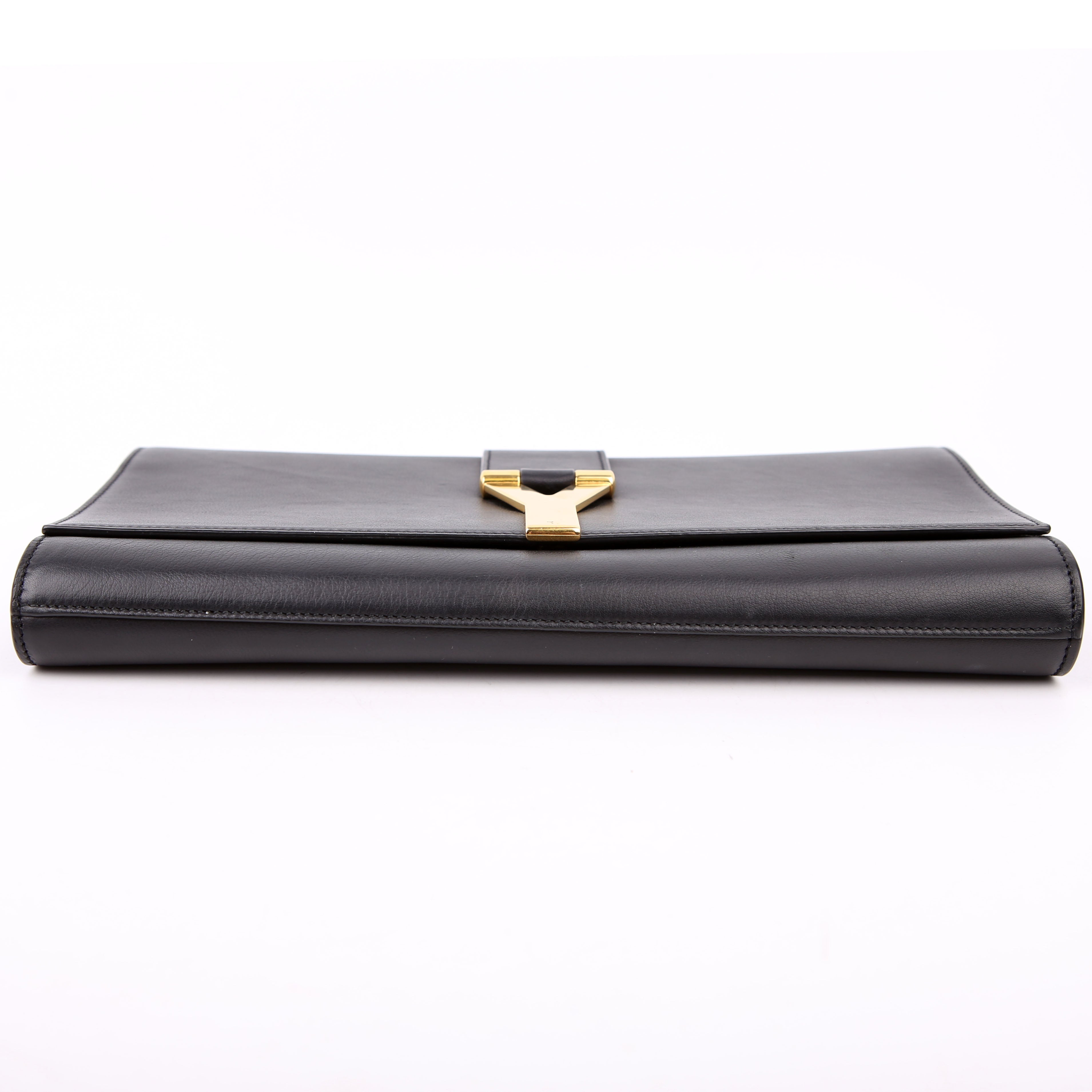 SAINT LAURENT Classic Y Ligne Clutch Smooth Leather Black
