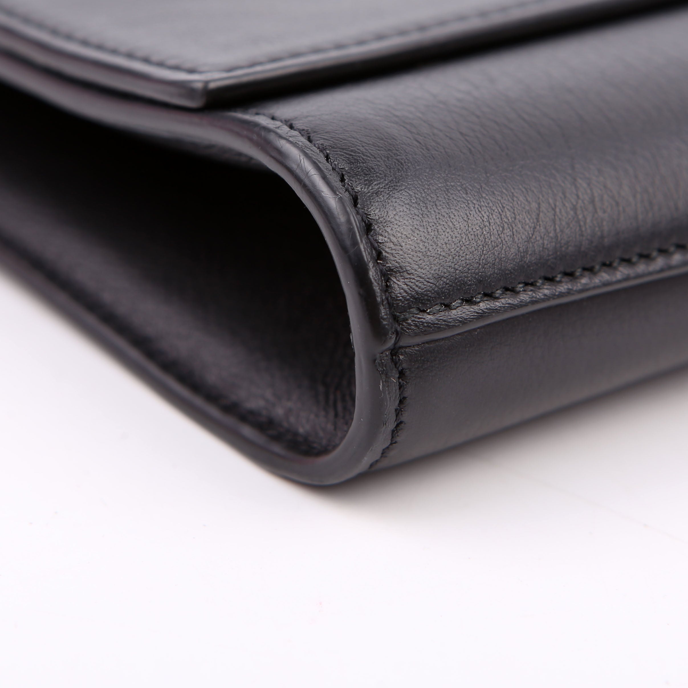 SAINT LAURENT Classic Y Ligne Clutch Smooth Leather Black