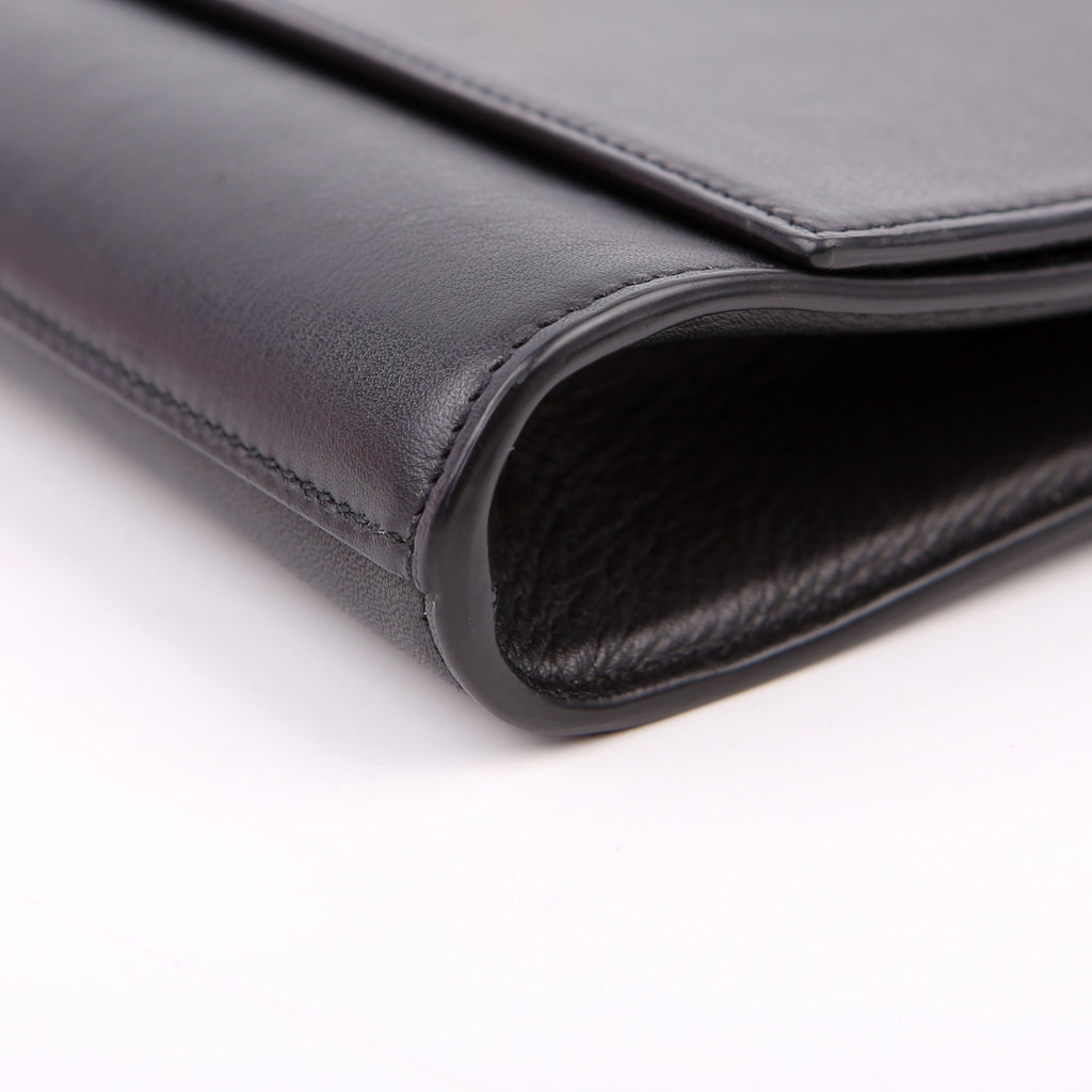 SAINT LAURENT Classic Y Ligne Clutch Smooth Leather Black