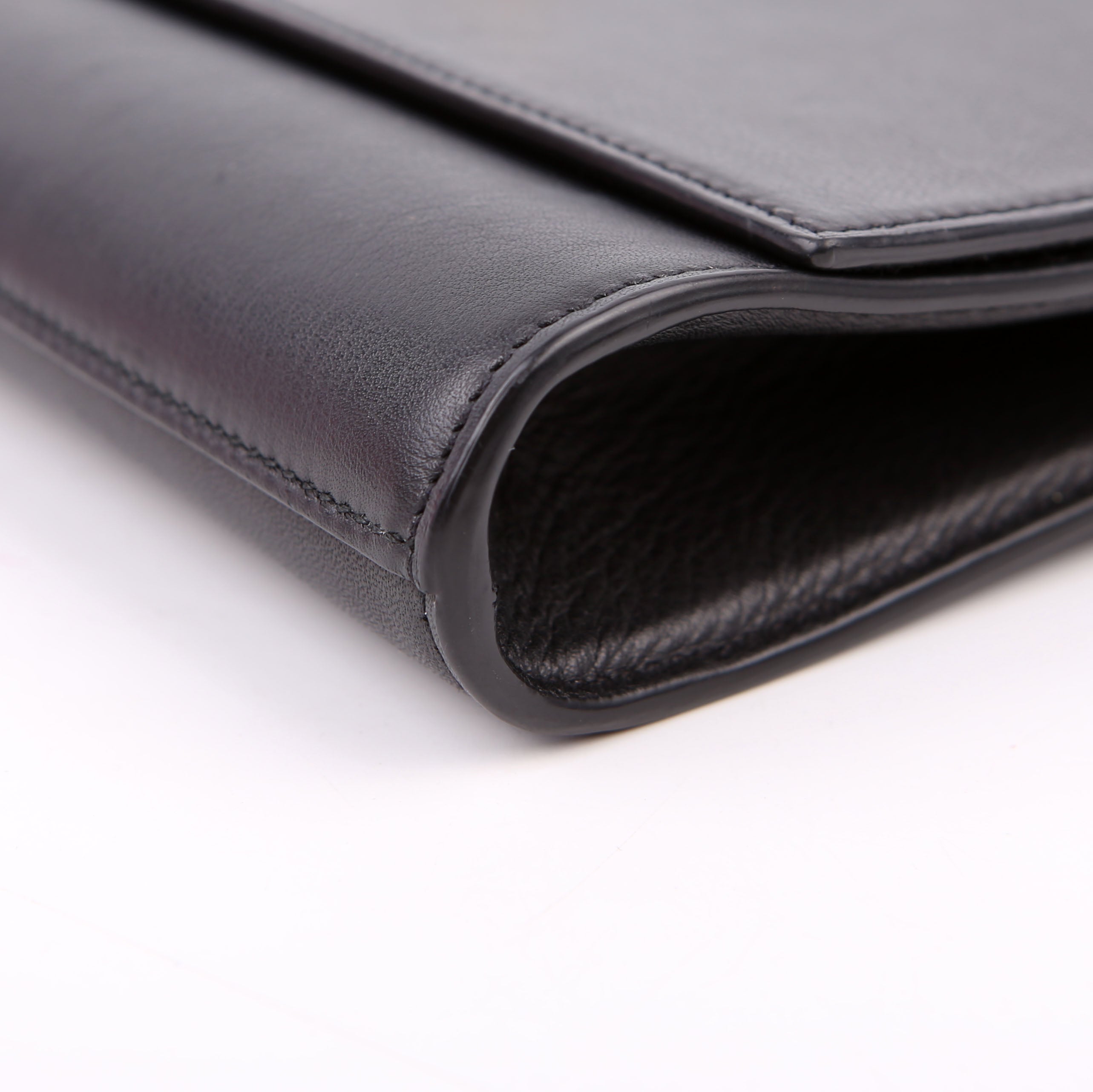 SAINT LAURENT Classic Y Ligne Clutch Smooth Leather Black