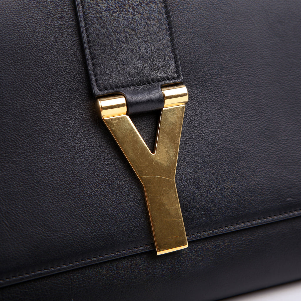 SAINT LAURENT Classic Y Ligne Clutch Smooth Leather Black